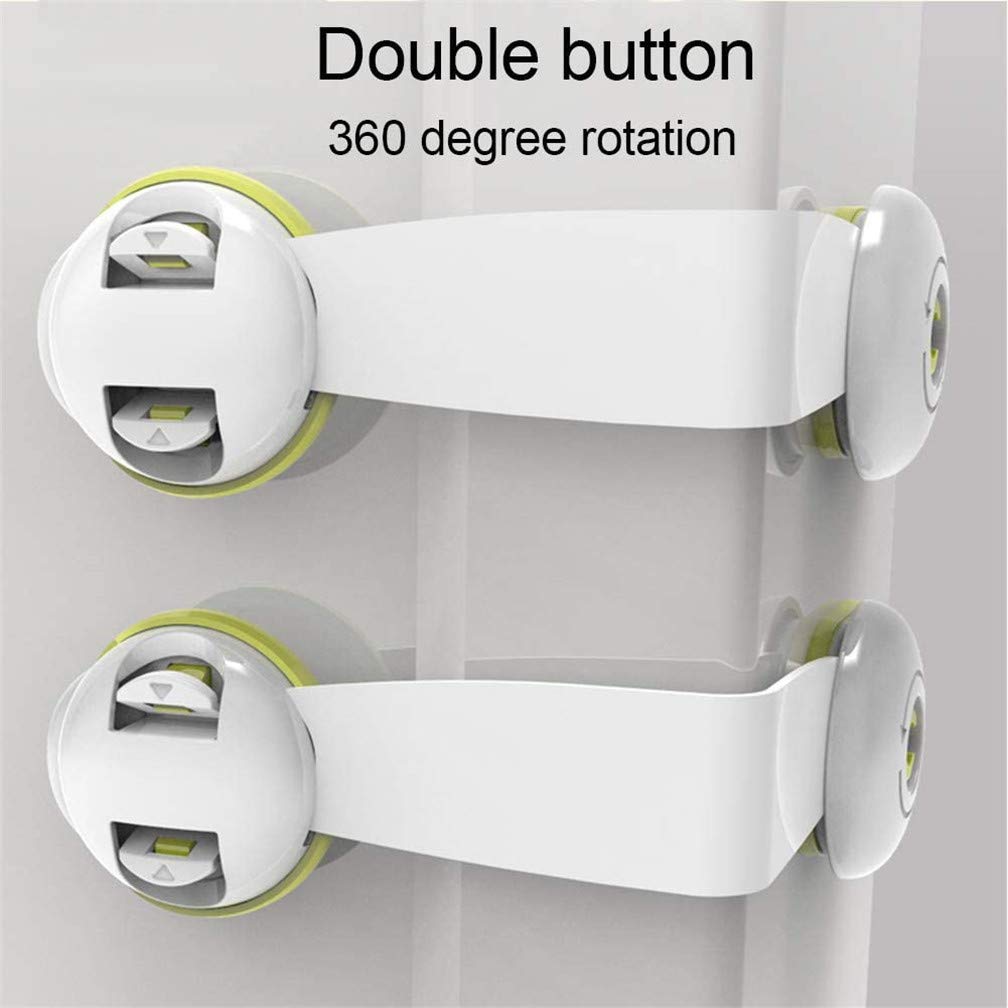 Child Safety Locks 5-Pack - Strong Adhesive Baby Proof Cabinet Locks for Kitchen Cabinets, Drawers, Fridge, Oven & Appliances - Secure Closet, Trash Bins & More - Eco-Friendly Green (Perfect for Baby Proofing Homes & Child Safety)