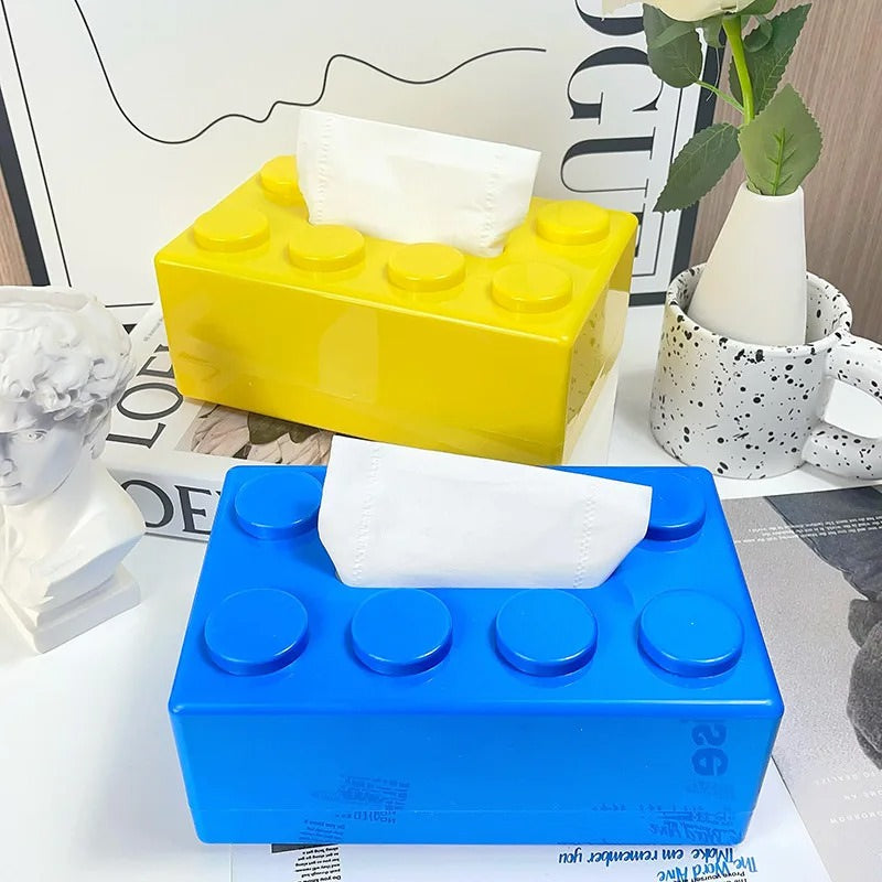 Premium Construction Brick Tissue Box Holder - Durable & Stylish Home Decor for Bathroom, Living Room, or Office