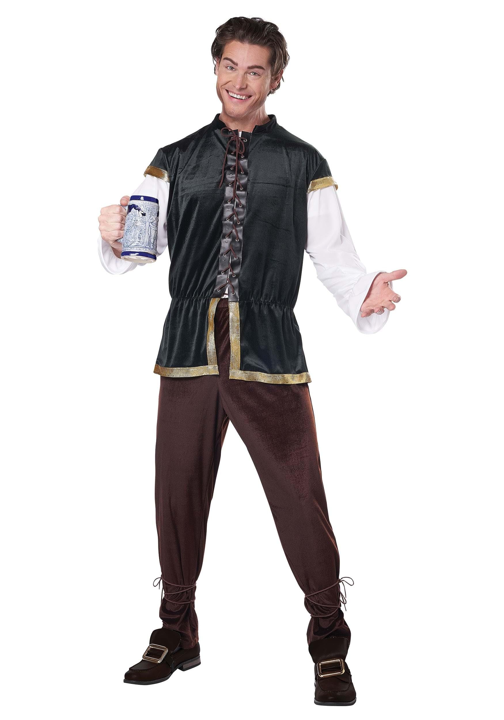Tavern Man Costume for Adults - Medieval Bartender Outfit with Vest & Shirt - Perfect for Renaissance Fairs, Halloween Parties & Themed Events