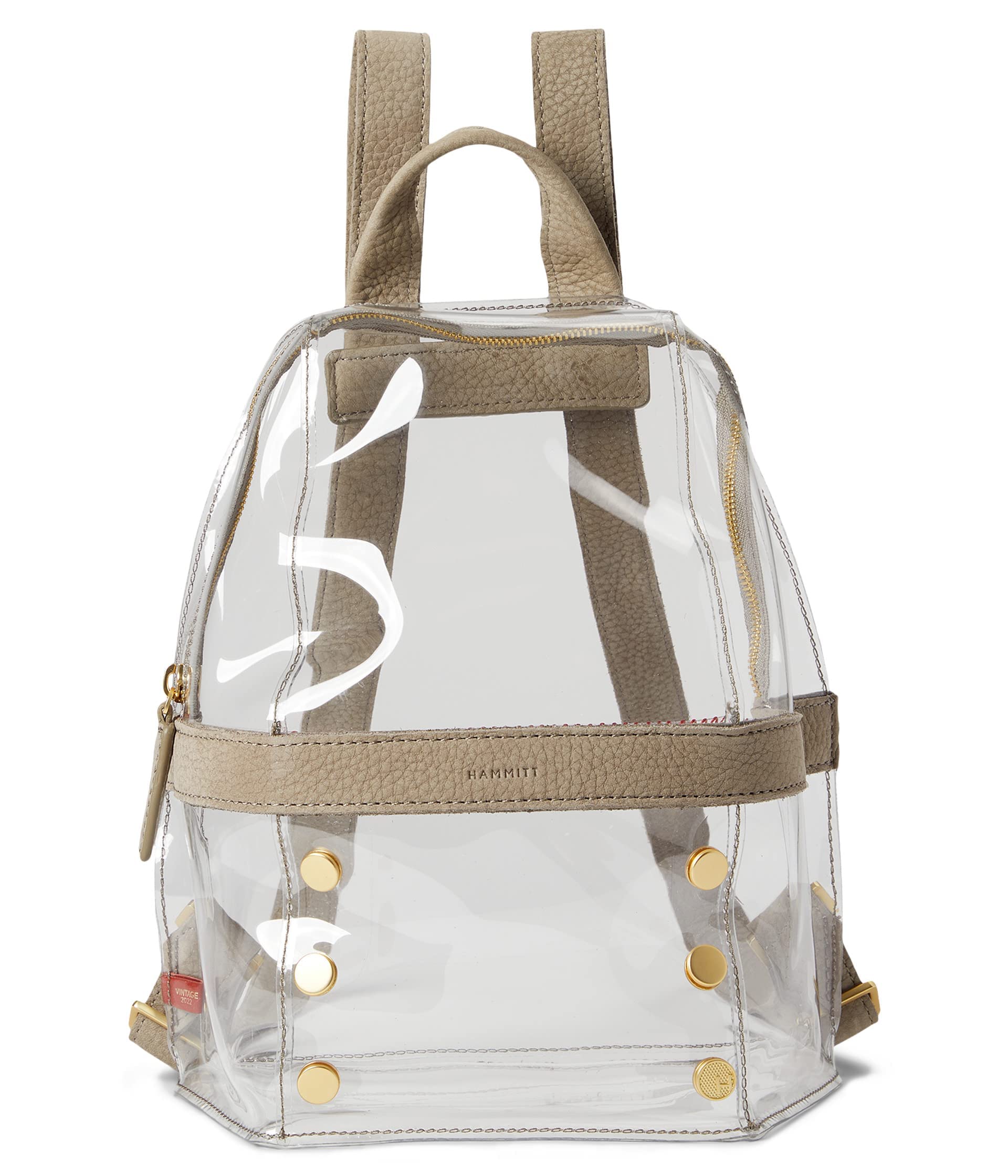 Hammitt Hunter 2 Backpack - Grey & Natural Leather with Brushed Gold Hardware - Stylish & Durable Everyday Backpack for Work, Travel & College