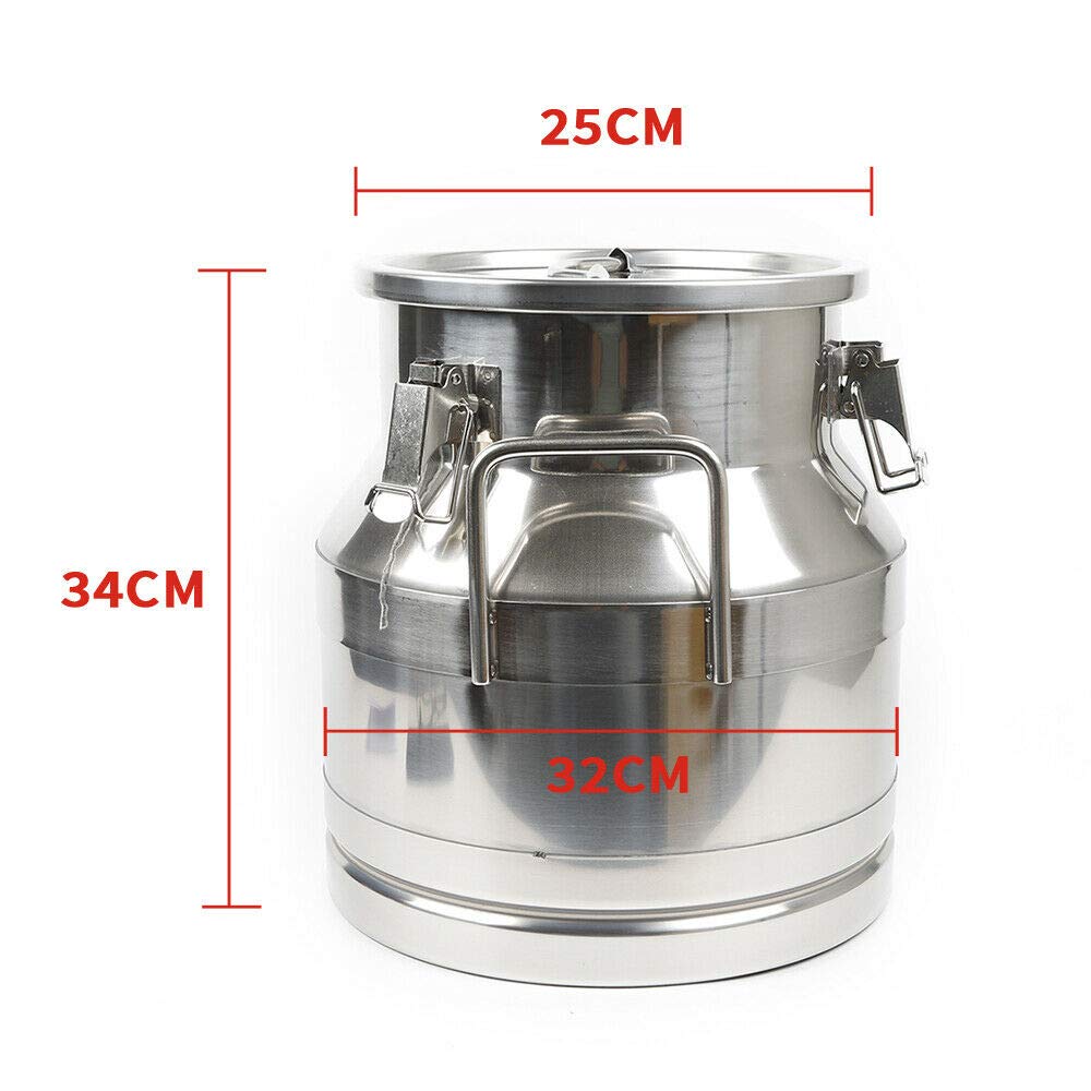 40L/10.5 Gallon Stainless Steel Milk Can & Wine Fermentation Bucket - Heavy Duty Food Grade Container with Airtight Lid for Home Brewing, Cheese Making, and Farm Storage (Ideal for Dairy, Winemaking & Agriculture Use)