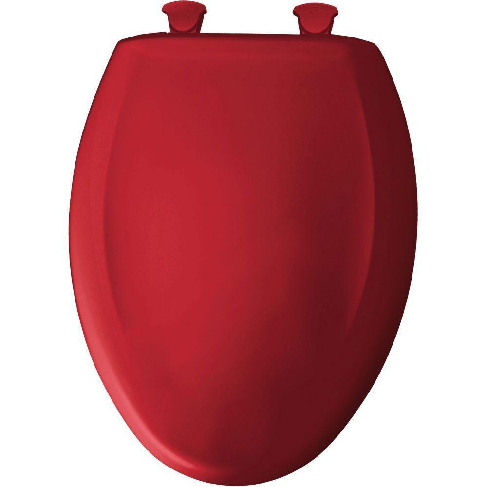 Bemis Slow Close STA TITE Elongated Closed Front Toilet Seat - Soft Close Hinges, Durable Plastic, Easy Installation - Perfect for Bathroom Upgrade & Home Renovation (Red, Model 529784)