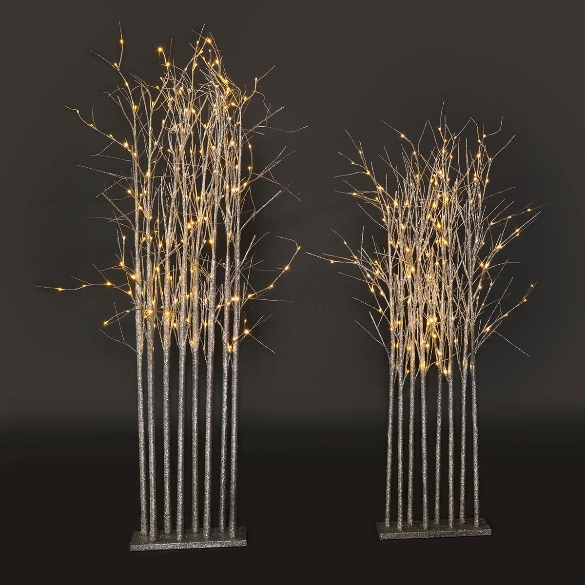 Large Lighted Silver Glitter Tree Cluster - Artificial Christmas Trees for Wedding Decorations, Holiday Party Centerpieces & Home Décor