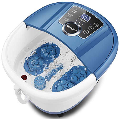Heated Foot Spa Massager with Bubbles & Shiatsu Rollers - Motorized Pedicure Machine for Pain Relief, Time & Temperature Control - Perfect for Home Relaxation & Stress Relief After Work or Travel