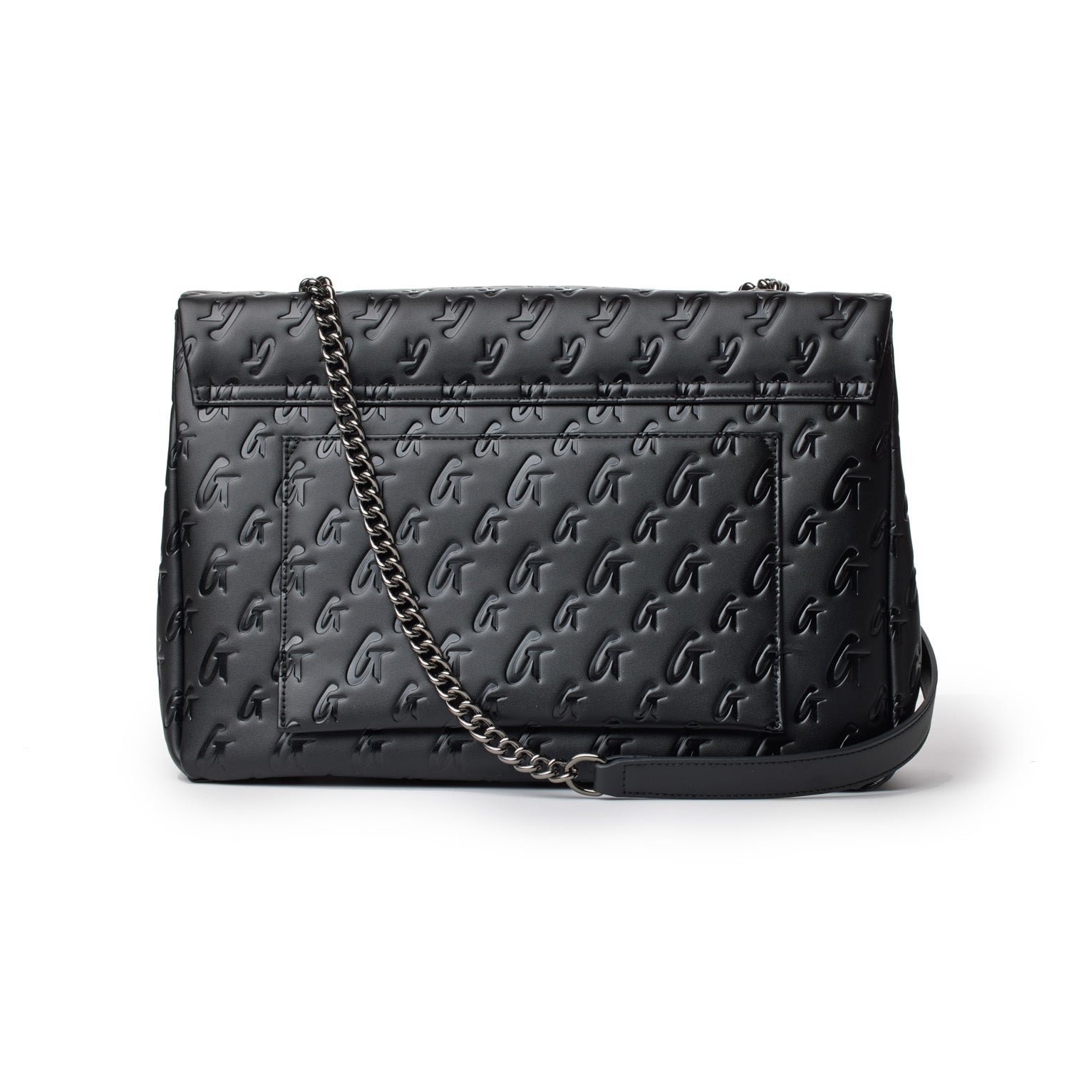 Large Monogram Flap Bag in Black - Stylish Crossbody Purse for Women, Perfect for Work, Travel & Everyday Use