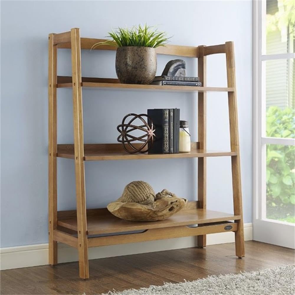 Allora 3-Tier Ladder Shelf Bookcase in Acorn Finish - Perfect for Living Room, Bedroom, or Office Storage & Display