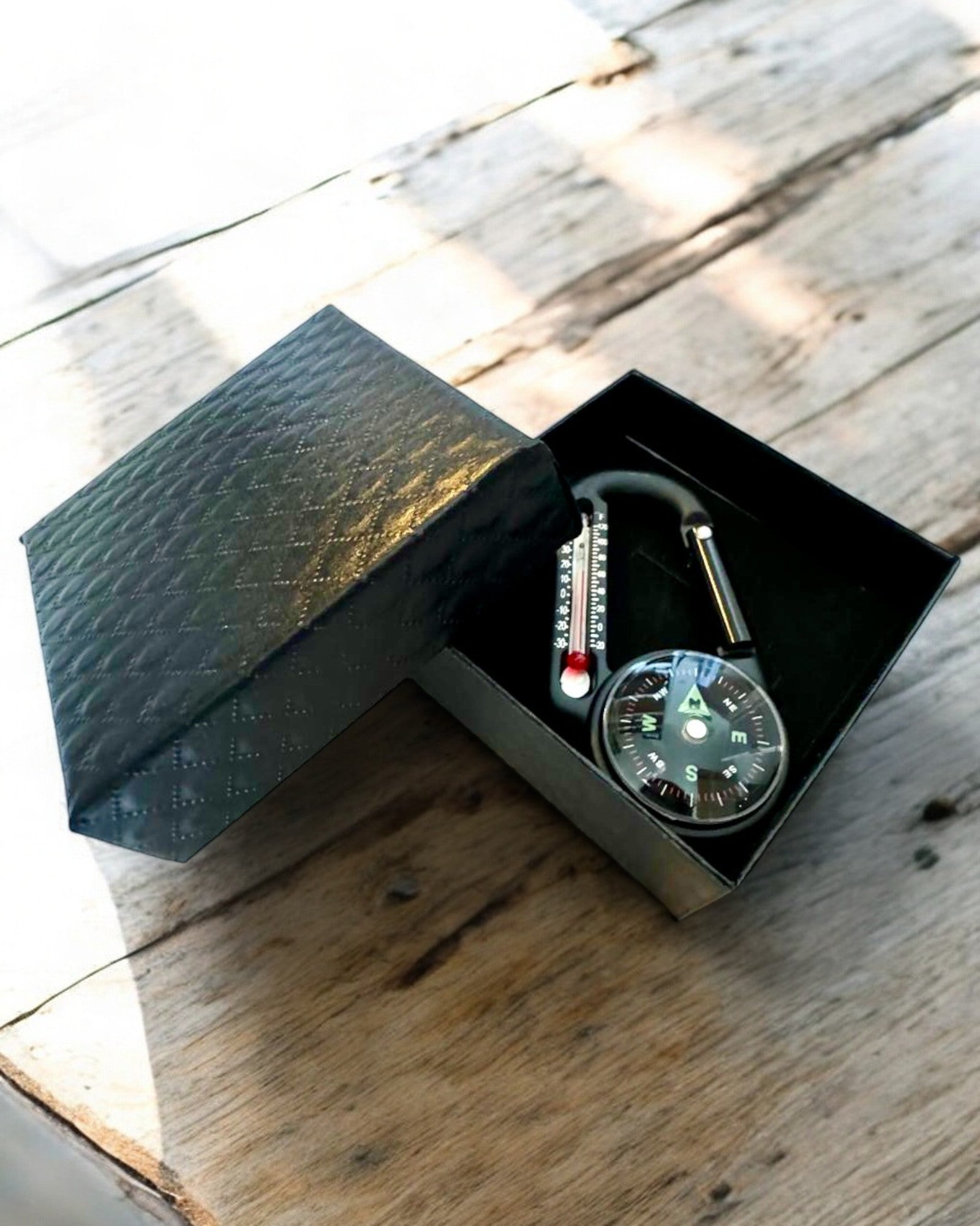 **Carabiner Compass with Thermometer - Multi-Functional Keychain for Outdoor Adventures, Hiking, Camping & Survival Gear - Engraving Option Available**