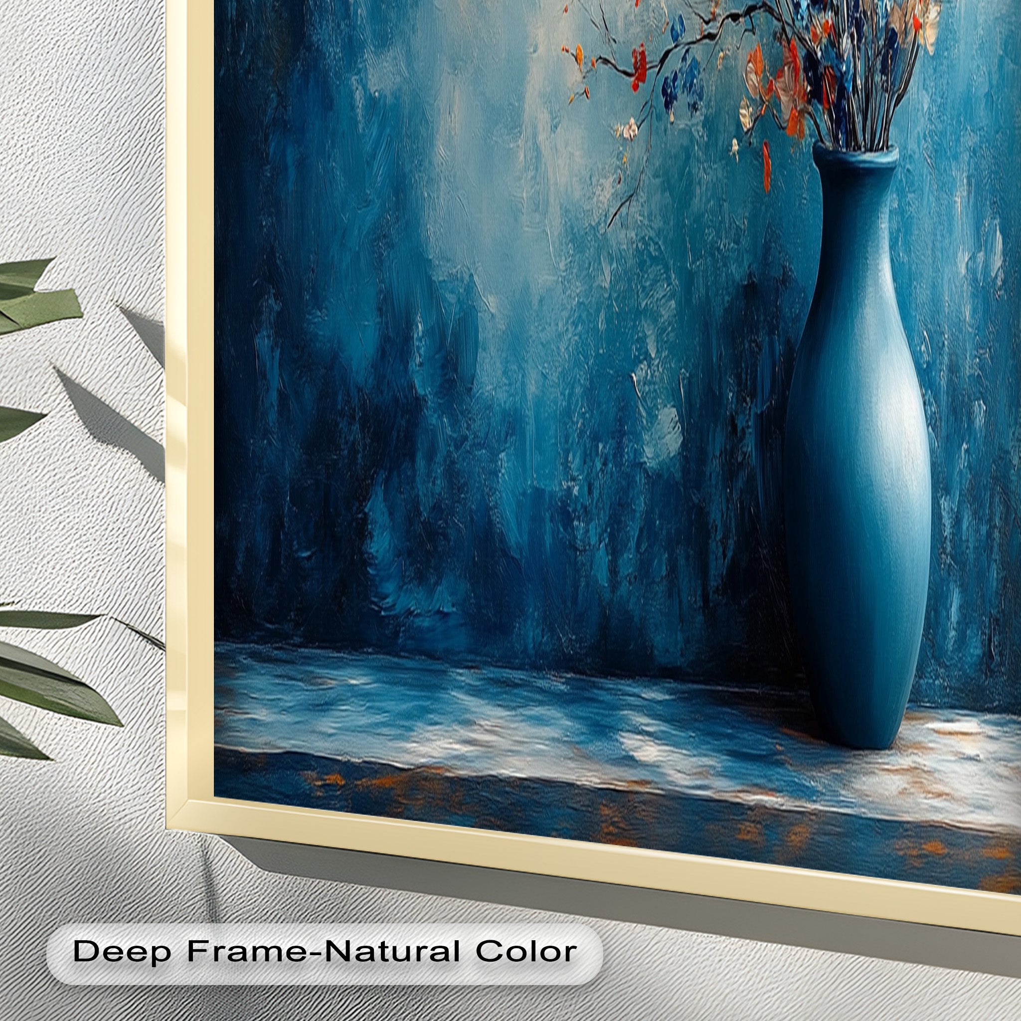 Blue Harmony Vase - Modern Floral Arrangement Oil Painting for Home Decor | Elegant Wall Art for Living Room, Bedroom & Office