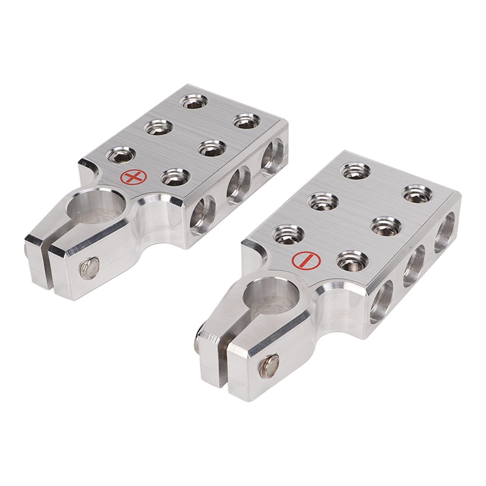 Qqmora 12-Way Zinc Alloy Audio Battery Connector Clamps - Positive & Negative Terminals for Car & Motorcycle Stereo Installation - Durable High-Toughness Retrofit Connectors for Amplifiers and Sound Systems