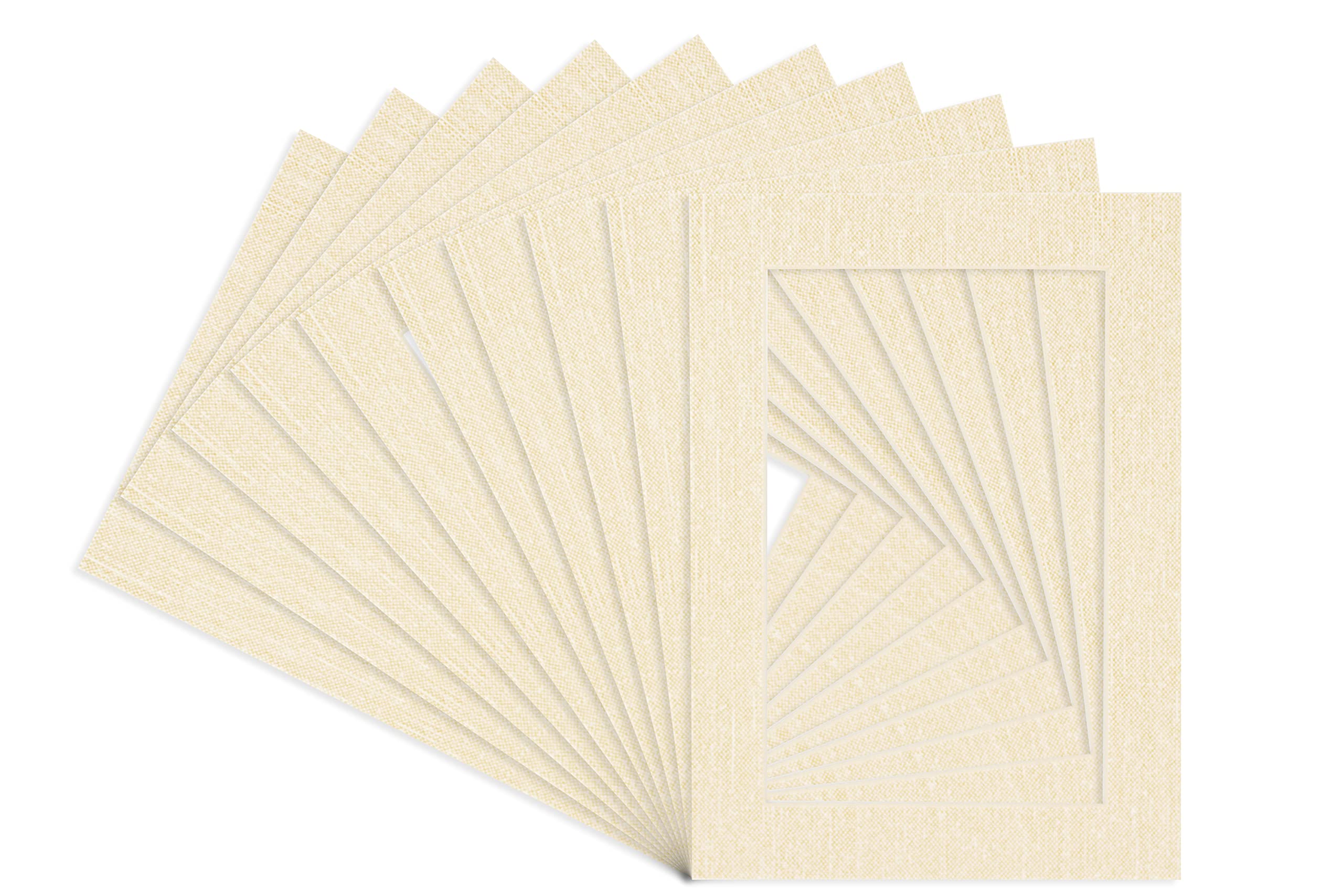 Premium 12x16 Linen Picture Frame Mats with White Core - Fits 11x14 Photos - 10 Pack with Protective Bags & Backings - Perfect for Home Decor, Gallery Walls & Photo Displays