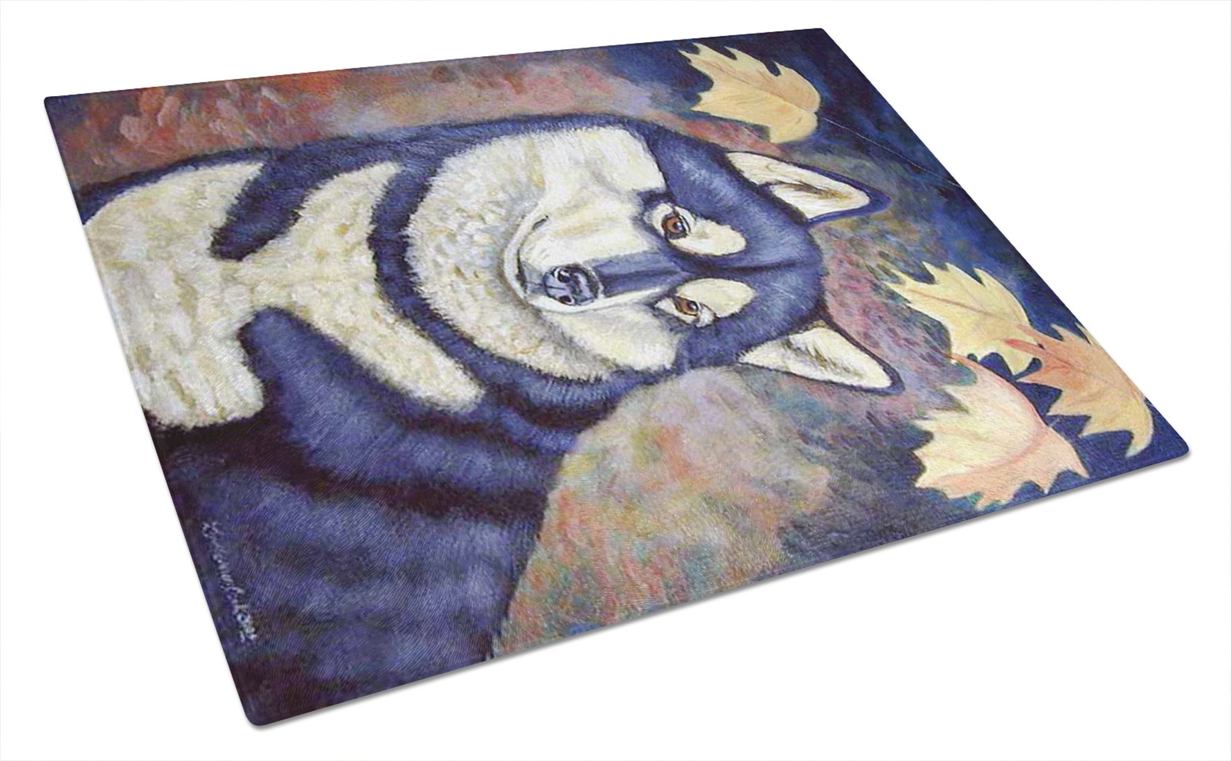 Fall Leaves Siberian Husky Tempered Glass Cutting Board - Large Decorative Kitchen Chopping & Serving Board for Entertaining | Caroline's Treasures 7173LCB | Perfect for Holiday Gatherings & Dinner Parties
