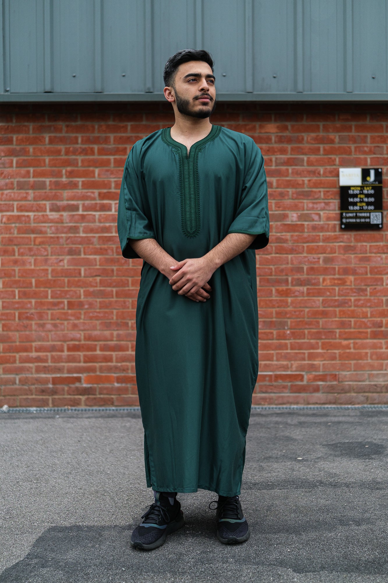 Premium Green Moroccan Thobe for Men - Traditional Islamic Kaftan with Embroidery - Perfect for Eid, Ramadan & Special Occasions