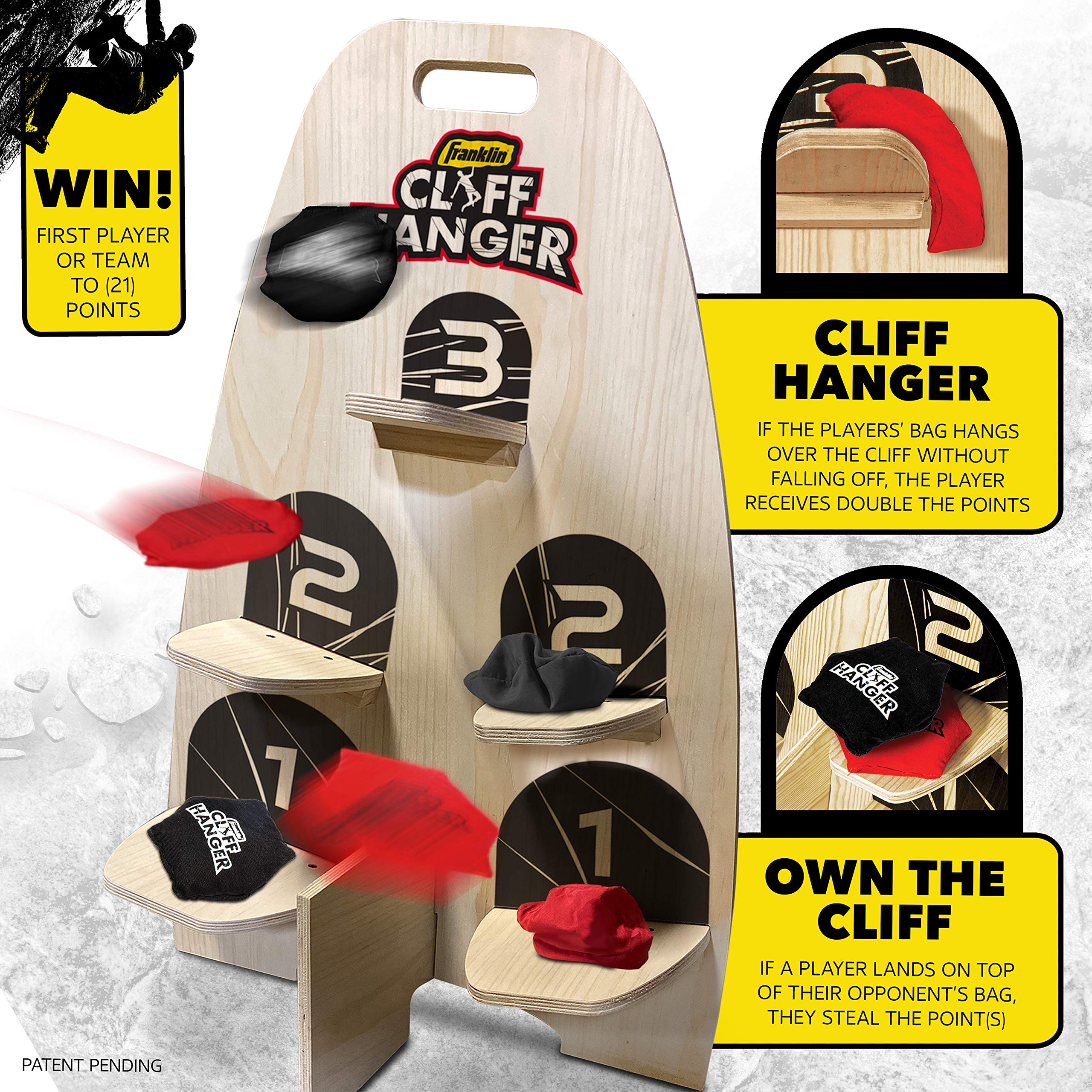 Franklin Sports Cliff Hanger Toss Game - Wooden Target with Six Bean Bags - Portable Cornhole Set for Backyard, Beach, and Camping Fun