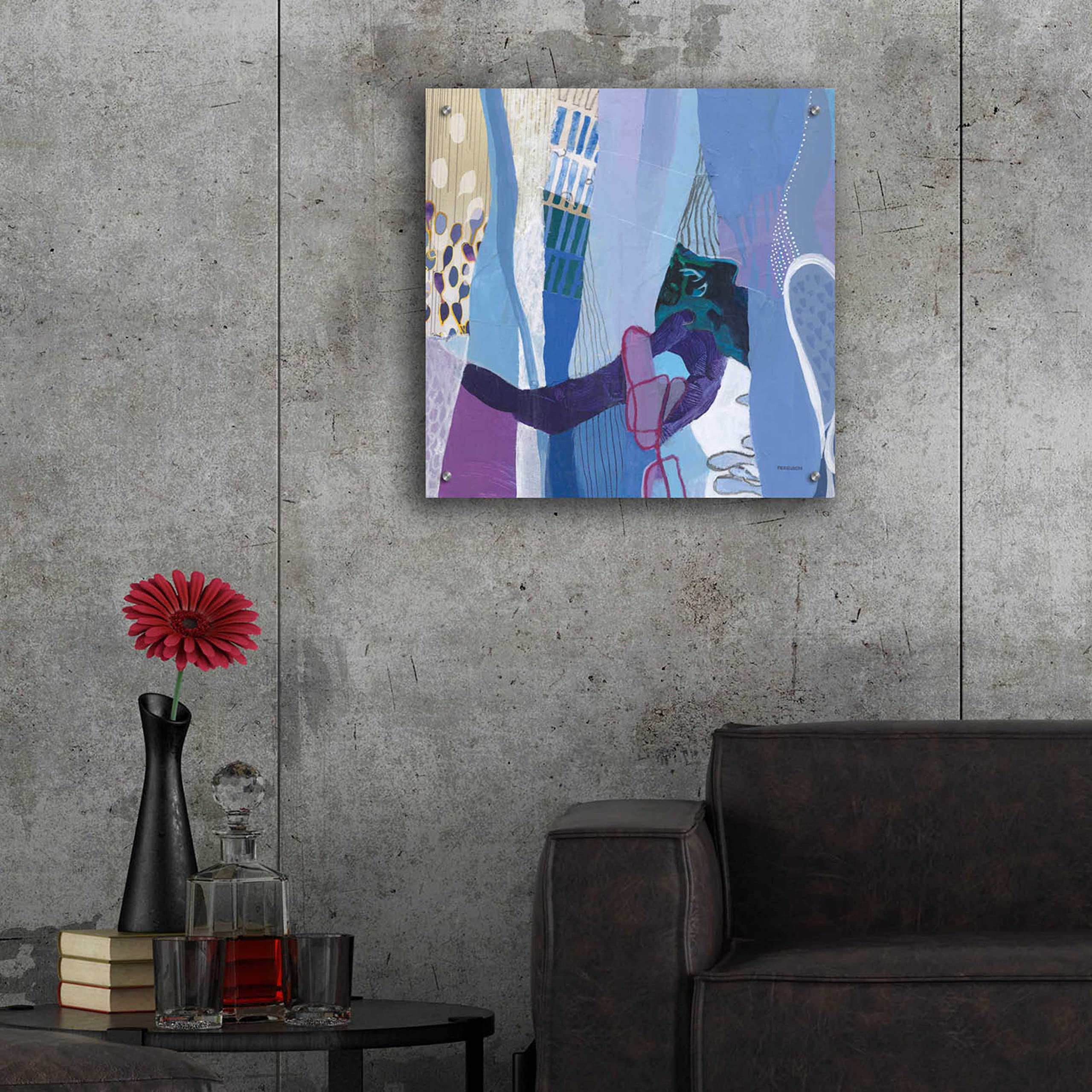 Epic Art 'Periwinkle' by Kathy Ferguson - 24x24 Inch Acrylic Glass Wall Painting - Modern Home Decor for Living Room, Bedroom & Office
