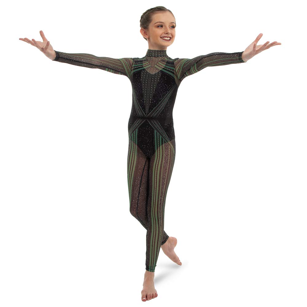 Eerie Nights Long Sleeve Mesh Unitard Bodysuit - Gothic Lingerie for Halloween, Cosplay & Burlesque Performance | Sexy Costume for Women
