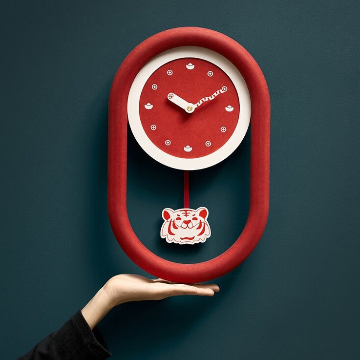 Tiger New Year Wall Clock - Modern Quartz Clock for Home & Office Decor | Perfect for Chinese New Year Gifts, Living Room, Bedroom, and Kitchen Wall Decor