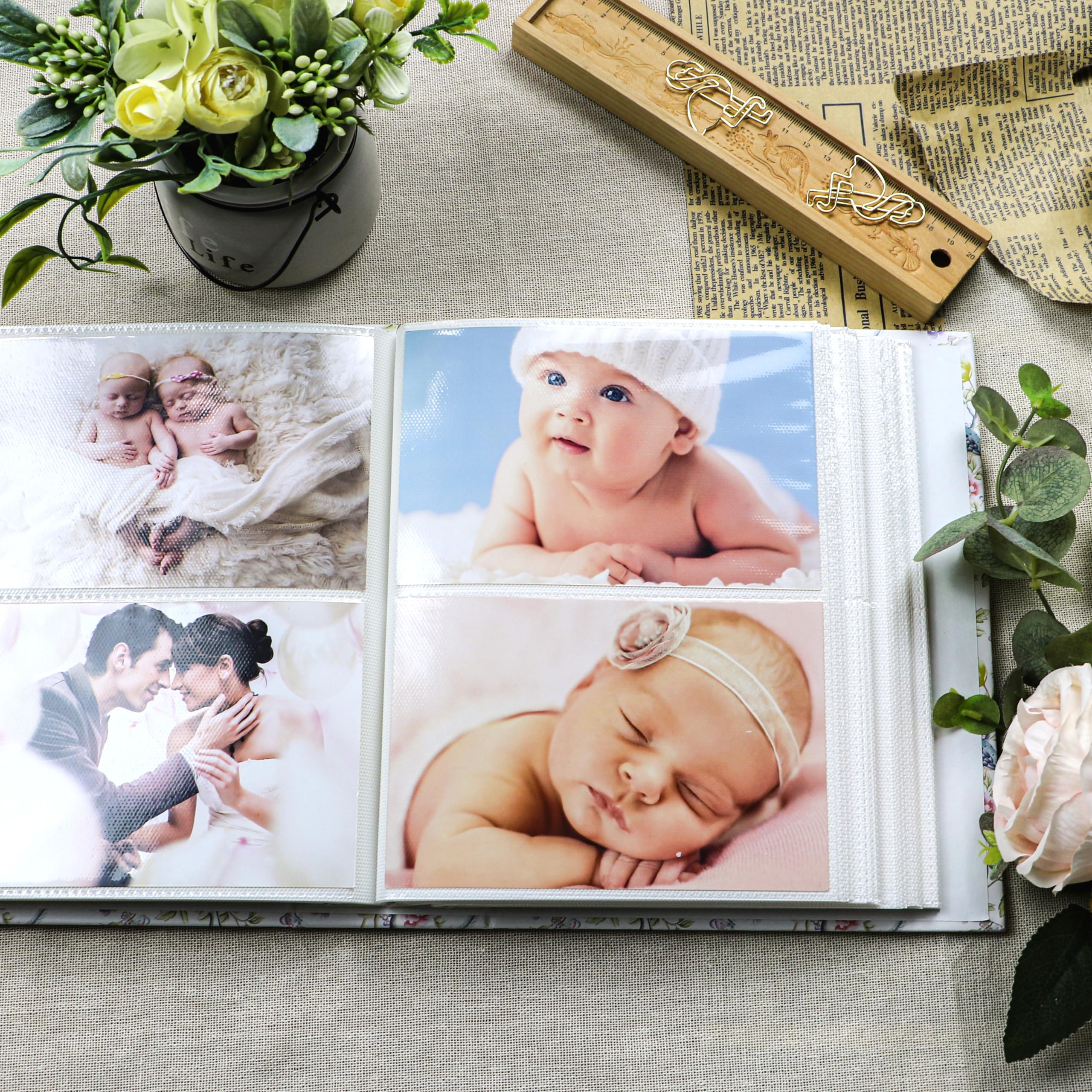 Goldenmemo 10x15 cm Photo Album with 304 Pockets, Horizontal Cover Design for Wedding, Vacation, Baby Family Memories - Perfect for Scrapbooking and Gift Giving (Orange)