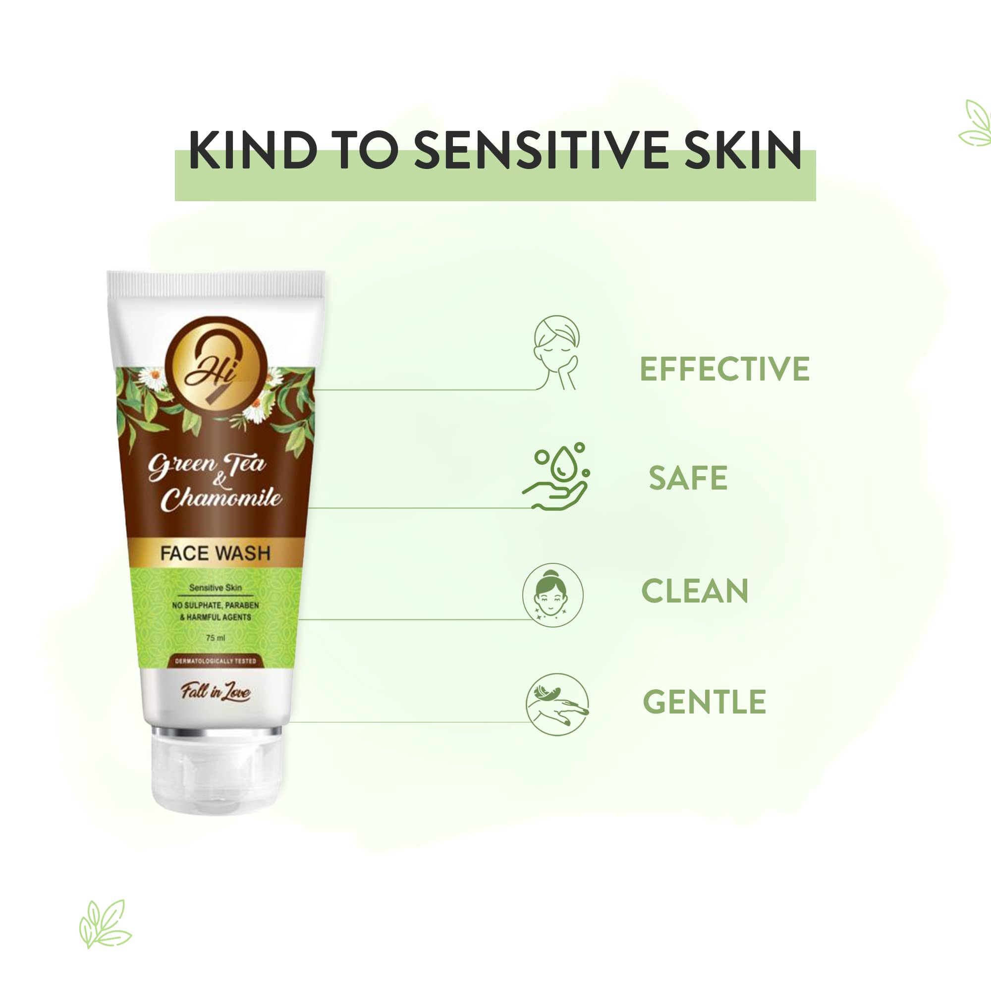 Hi9 Green Tea & Chamomile Face Wash - Brightening Exfoliating Cleanser for Oily Skin & Acne Control | Skincare for Men & Women