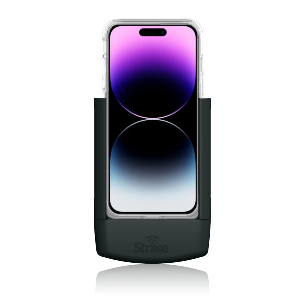 iPhone 14 Pro Car Phone Holder with Strike Case - Secure Mount for Driving, GPS Navigation & Hands-Free Calls - Compatible with MagSafe & Wireless Charging
