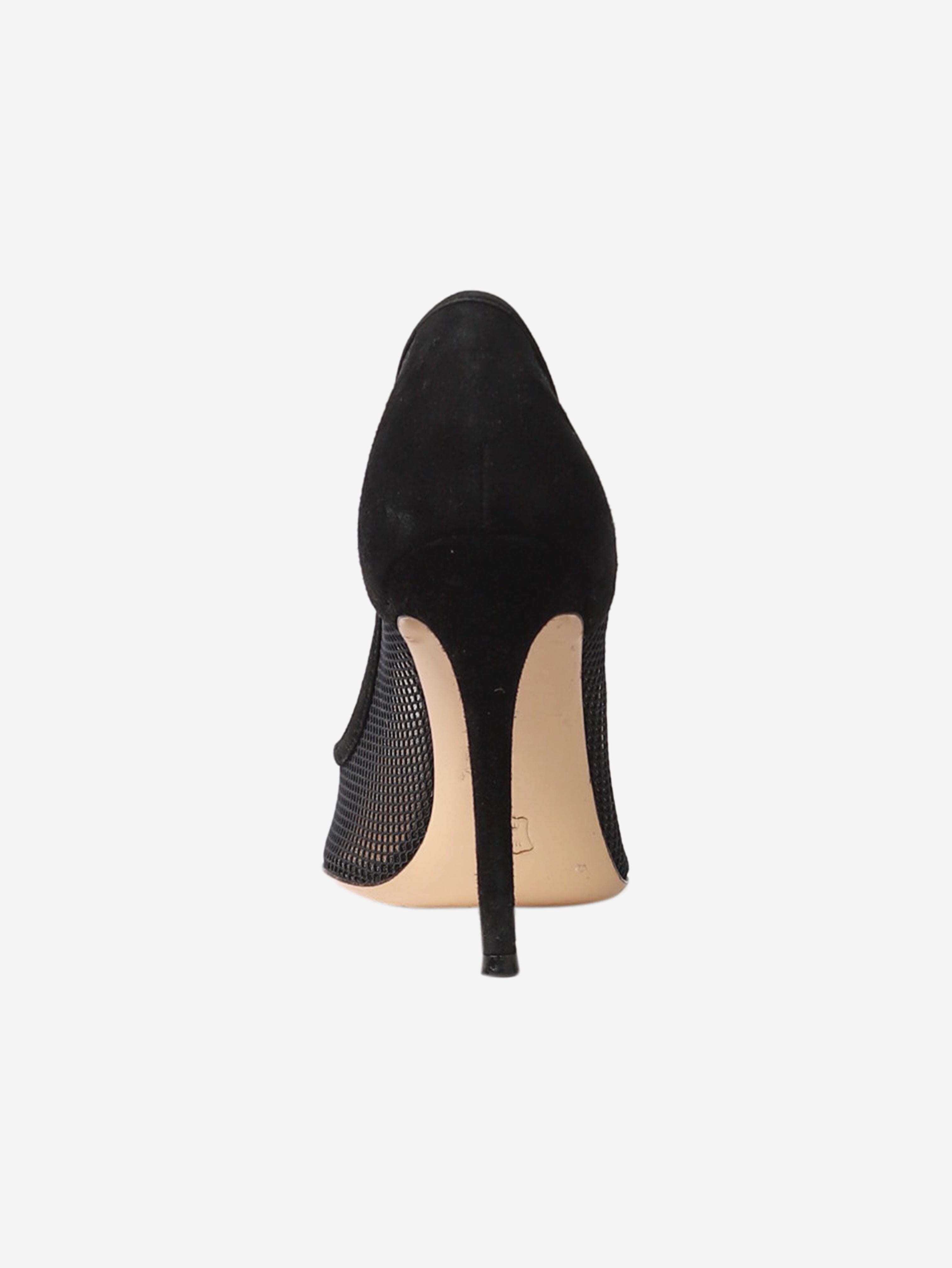 Black Suede Mesh Pumps Women's Shoes - Size EU 36 (UK 3) | Comfortable Heels for Office, Party & Evening Wear