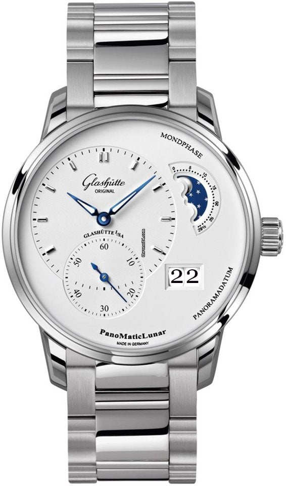 Glashutte Original PanoMatic Lunar Stainless Steel Men's Luxury Watch - Perfect for Business, Formal Events & Special Occasions