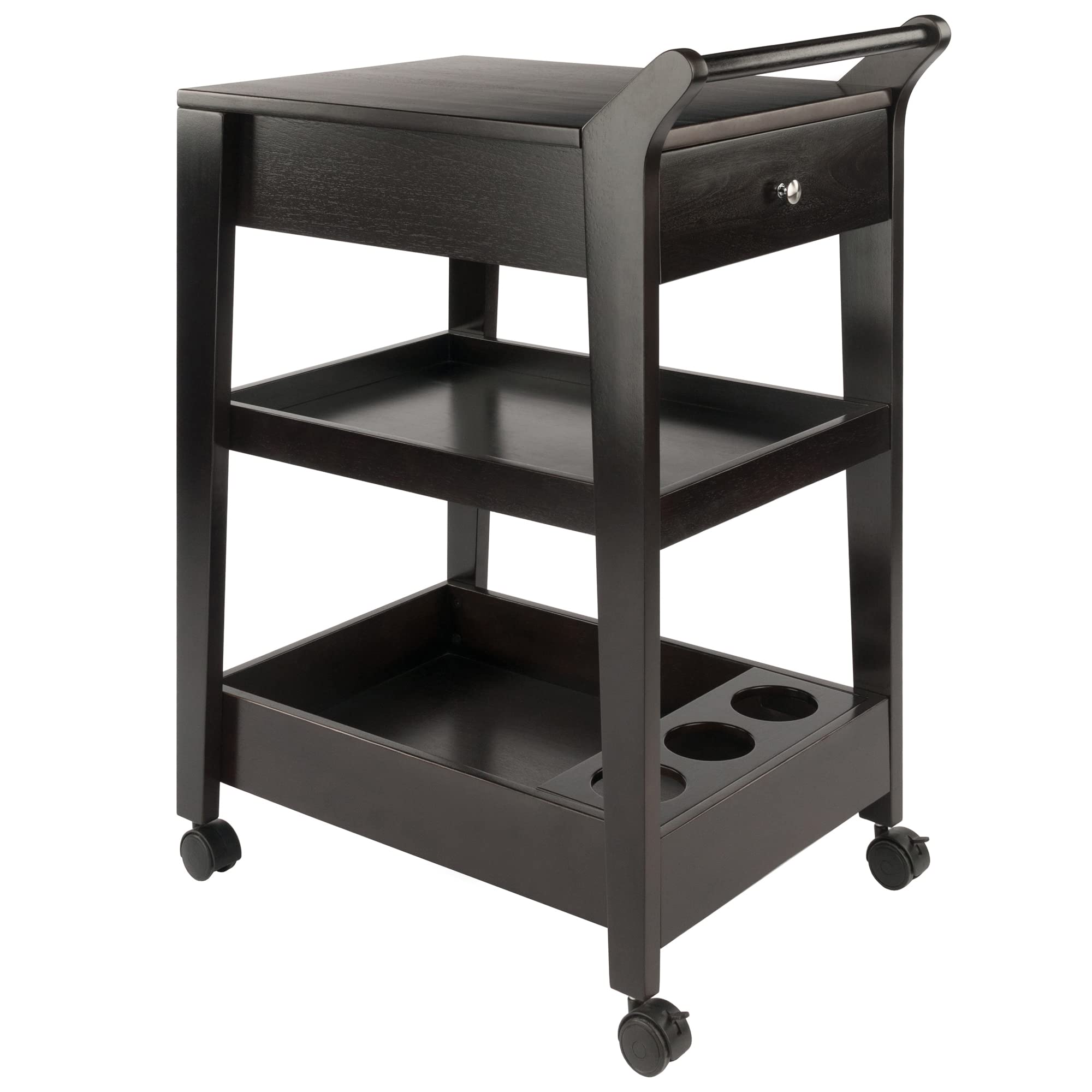 Winsome Wood Jeston Entertainment Cart with Wheels - Espresso Finish TV Stand, Rolling Media Console for Living Room, Bedroom, or Home Theater Organization