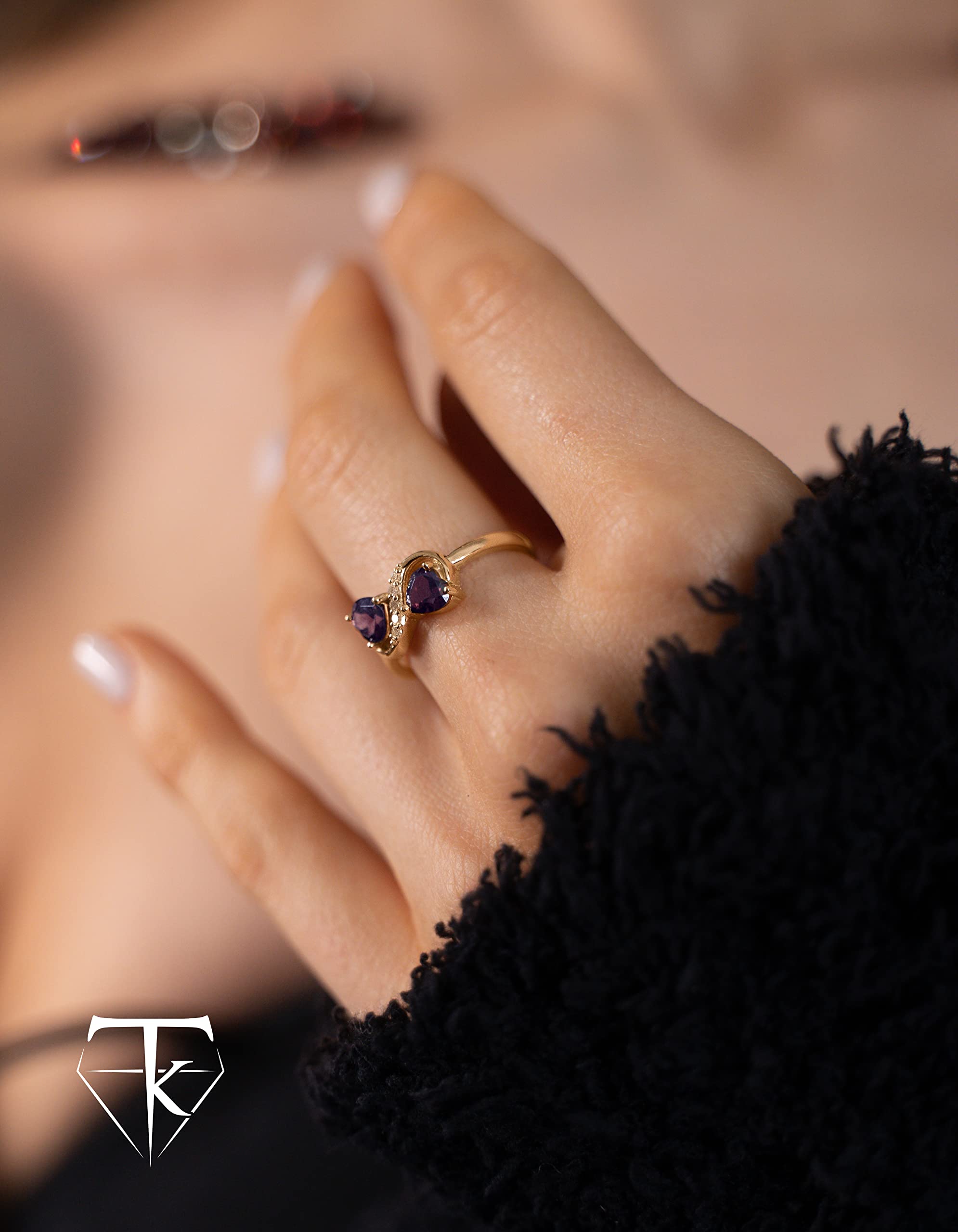10K Gold Heart-Shaped Amethyst & Diamond Infinity Ring - February Birthstone Jewelry for Women | Promise Ring, Engagement Ring, Anniversary Gift | Made in USA | Perfect for Valentine's Day, Proposals & Special Occasions