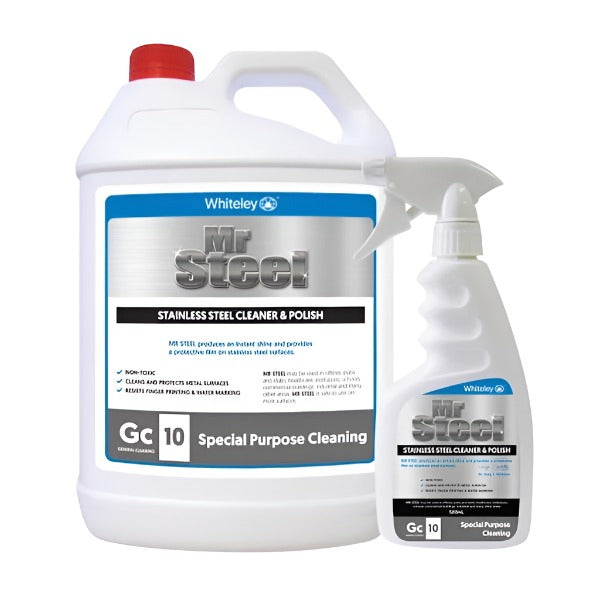 Whitely Mr Steel Water-Based Stainless Steel Cleaner & Polish - Removes Stains, Restores Shine | Perfect for Kitchen Appliances, Sinks & Outdoor Grill Cleaning