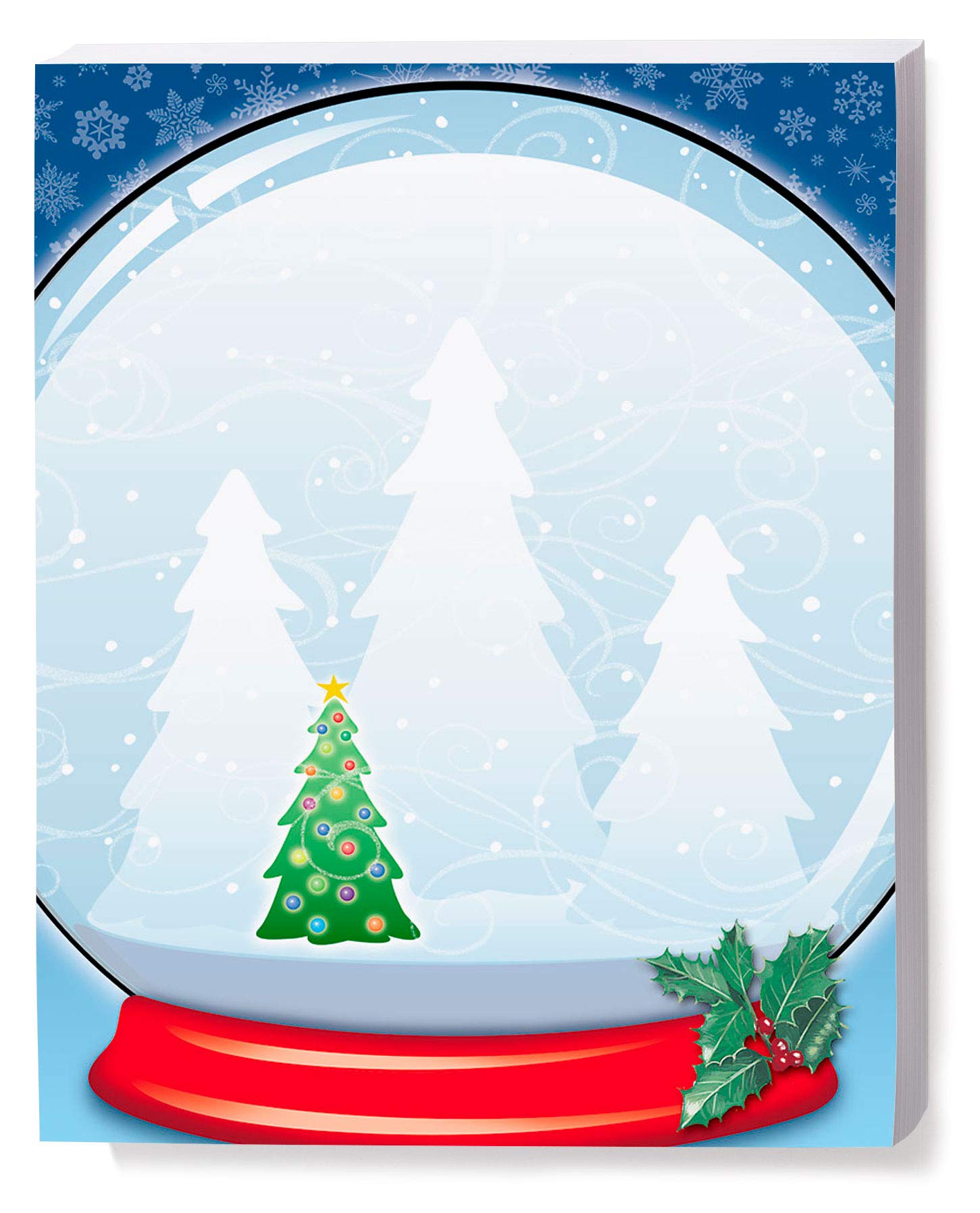 Premium Winter Wonderland Snowglobe Christmas Stationery Set - 100 Sheets Elegant Border Paper & Letterhead (8.5 x 11) for Holiday Cards, Office Decor & Festive Correspondence