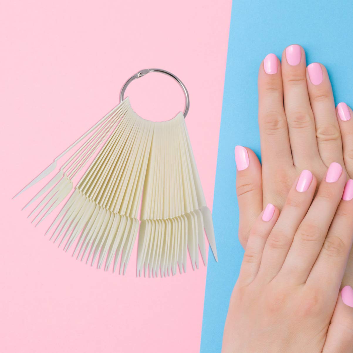 HEALLILY 160 Pcs Plastic Nail Sticks with Ring - Nail Art Polish Display Tips, False Nail Sample Sticks for Nail Practice & Color Display - Perfect for Salon, DIY Manicure & Nail Art Training