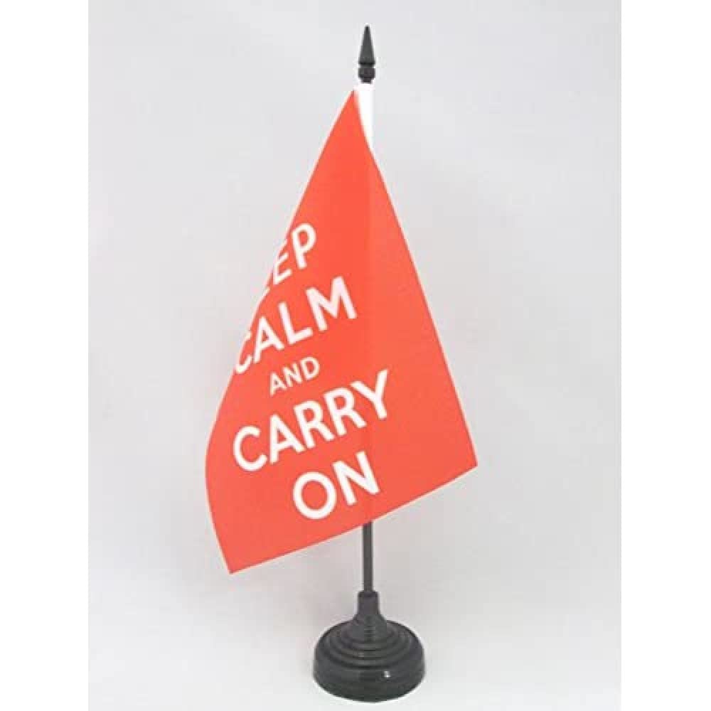 Keep Calm and Carry On UK Flag 5x8 Inches - British Union Jack Mini Desk Flag with Black Plastic Base - Perfect for Office Decor, Home Display & British-Themed Events