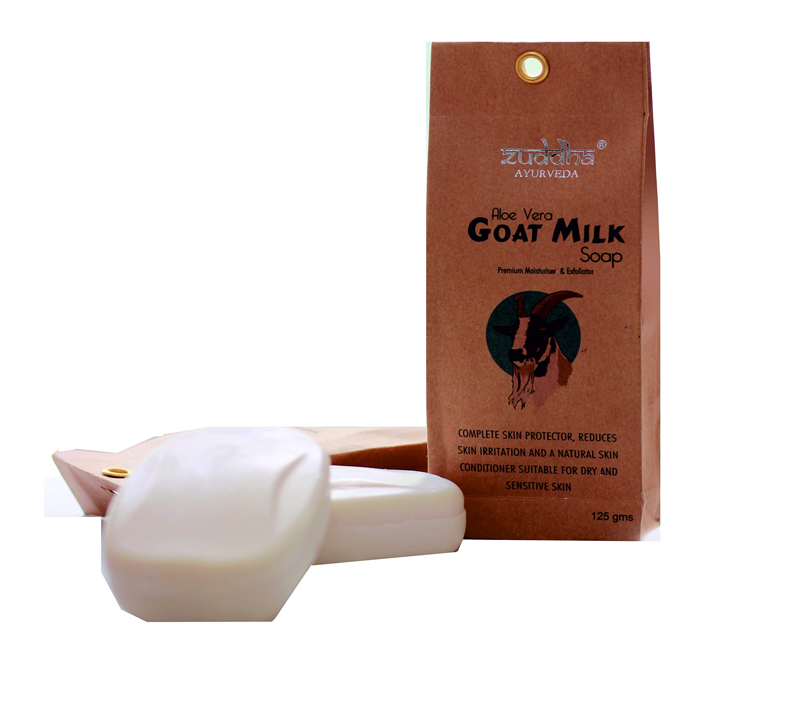 Zuddha Ayurveda Goat Milk Soap for Glowing Skin - Natural Moisturizing & Exfoliating Bar Soap with Shea Butter - Perfect for Dry, Sensitive Skin & Daily Skincare Routine