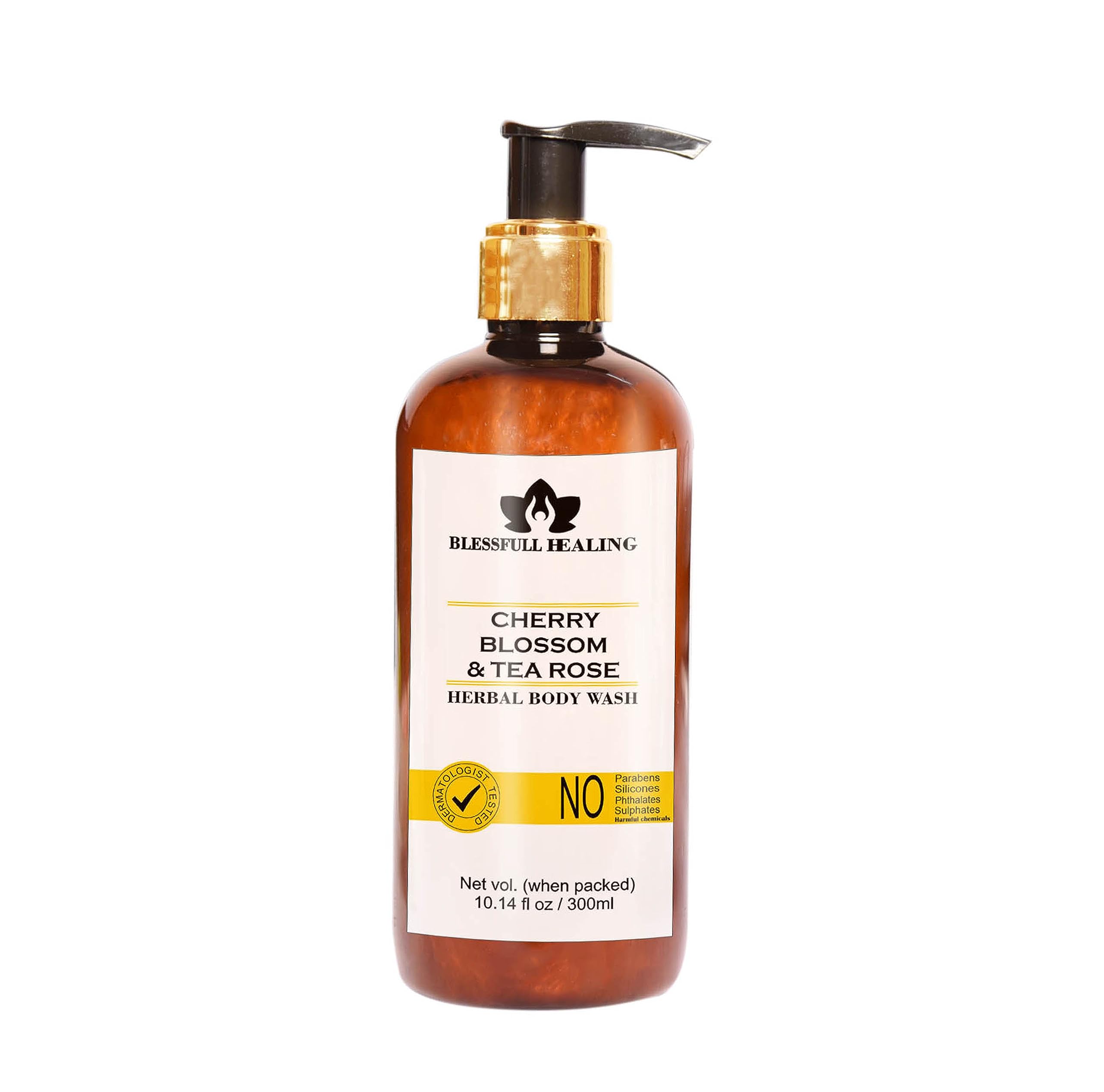 Premium Cherry Blossom & Tea Rose Herbal Body Wash 300ml - Hydrating & Fragrant Shower Gel for Soft Skin, Perfect for Spa Days & Relaxing Baths
