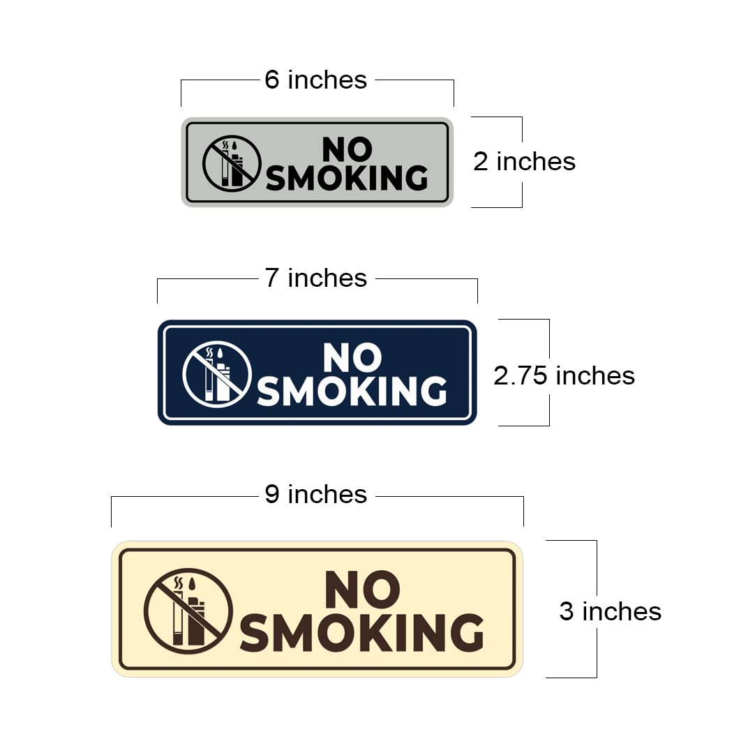 No Smoking Thank You Sign - Brushed Silver Cigarette Lighter Warning Sign - Small Metal Wall Decal for Office, Restaurant & Home