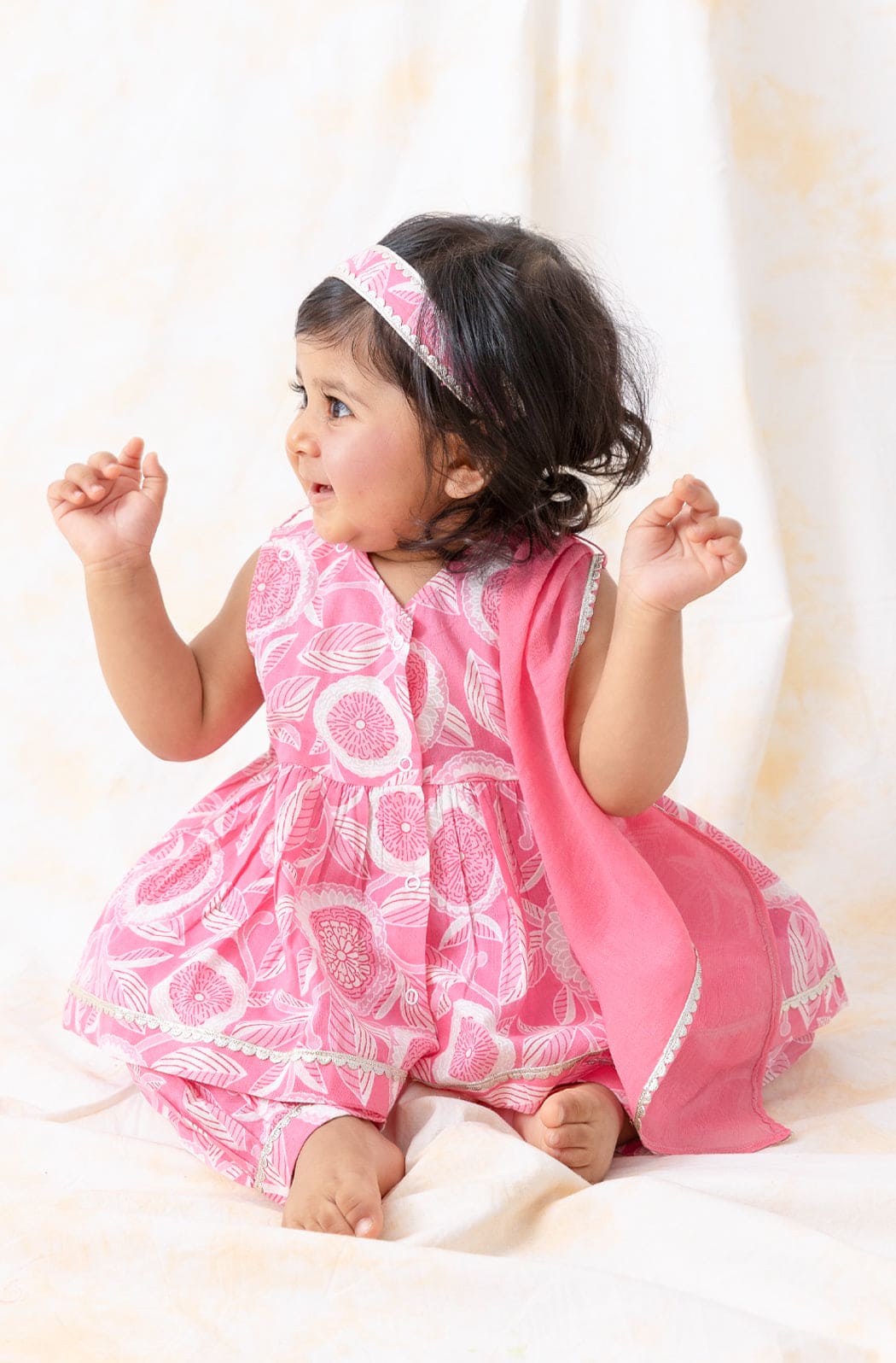 Pre Order: Adorable Pink Floral Baby Girl Suit Set - Perfect for Photoshoots, Parties & Special Occasions