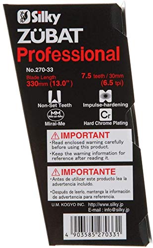 Silky 270-33 Zubat Professional Curved Blade Hand Saw with Scabbard - 13 Inch Pruning Saw (2 Pack) - Perfect for Tree Trimming, Gardening & Outdoor Wood Cutting