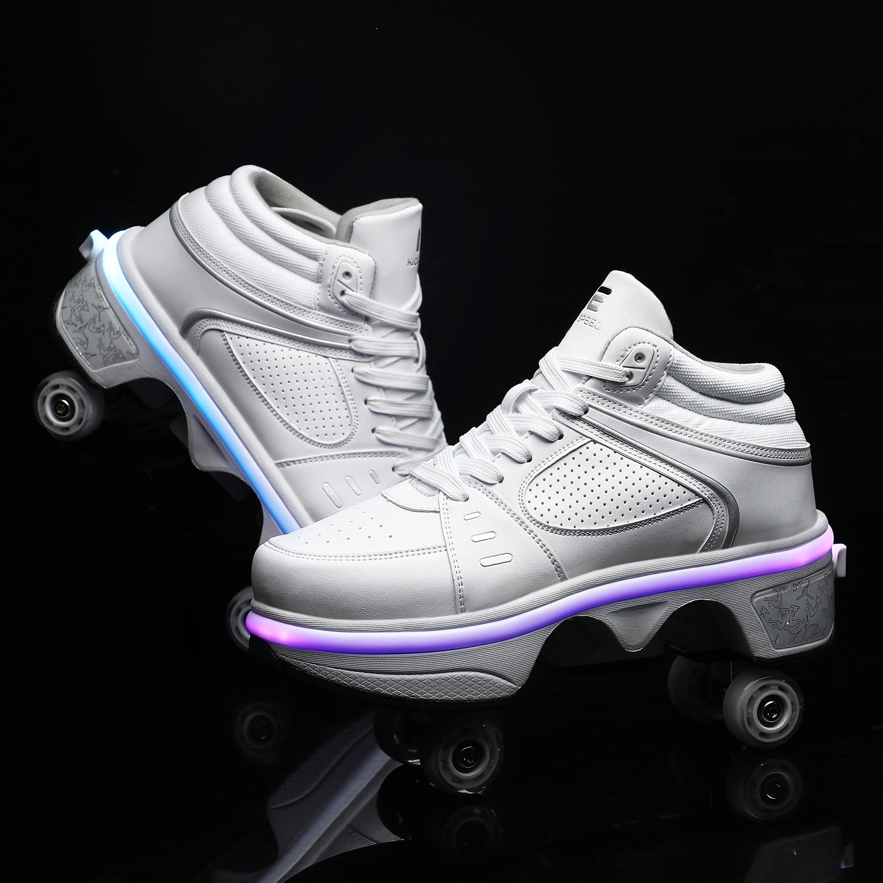 2-in-1 Roller Skates & Sneakers for Men Women - Retractable Wheel Shoes for Outdoor Fun, Fitness & Commuting - Perfect for Skating, Walking & Urban Travel