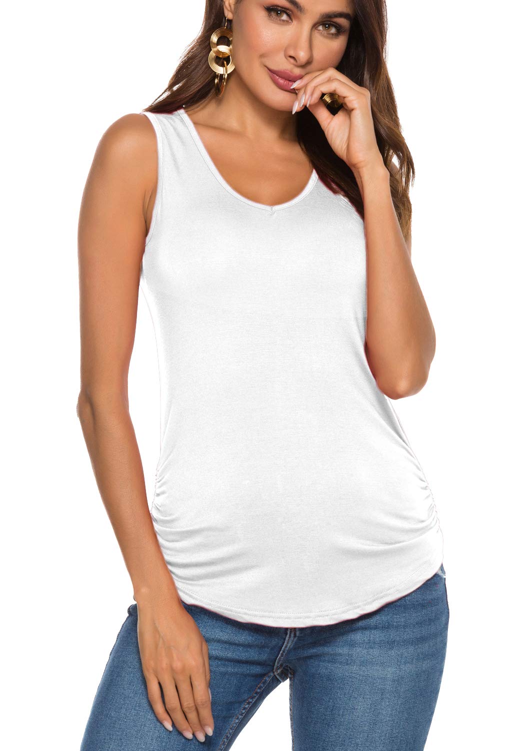 Women's Sleeveless V-Neck Tank Tops - Summer Casual Blouses & T-Shirts for Women | Perfect for Beach Outfits, Yoga Wear & Everyday Comfort