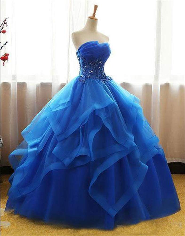 Elegant Pink Strapless Lace Beaded Quinceanera Dress - Long Sleeveless Prom Ball Gown with Ruffles for Women | Perfect for Sweet 16, Homecoming, Wedding & Formal Events