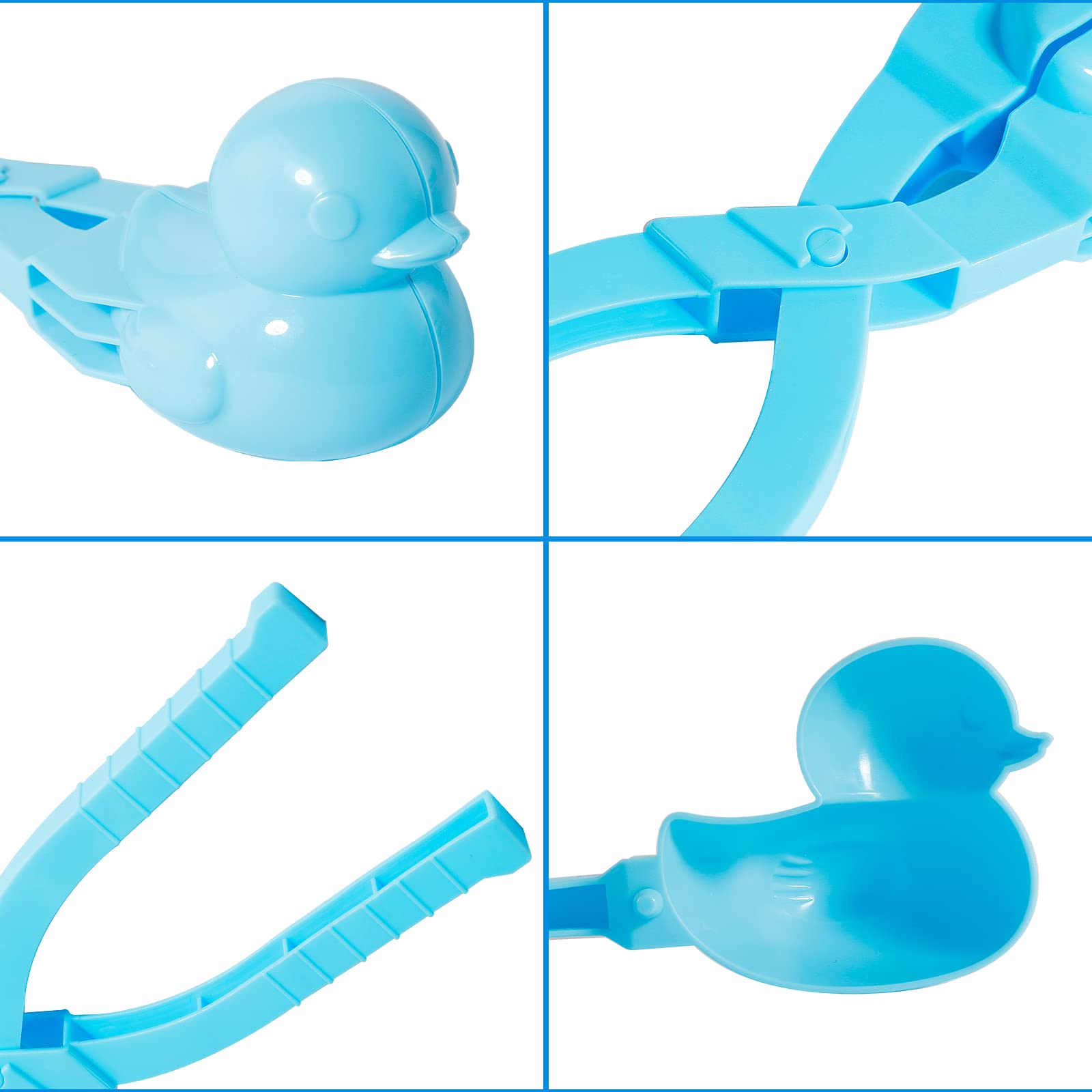 Duck Snowball Maker Toy - 4 Pack Cartoon Duck Snowball Clips for Kids Outdoor Winter Play, Snowball Fights & Snow Sand Molds - Fun Snow Day Activities & Winter Sports Games
