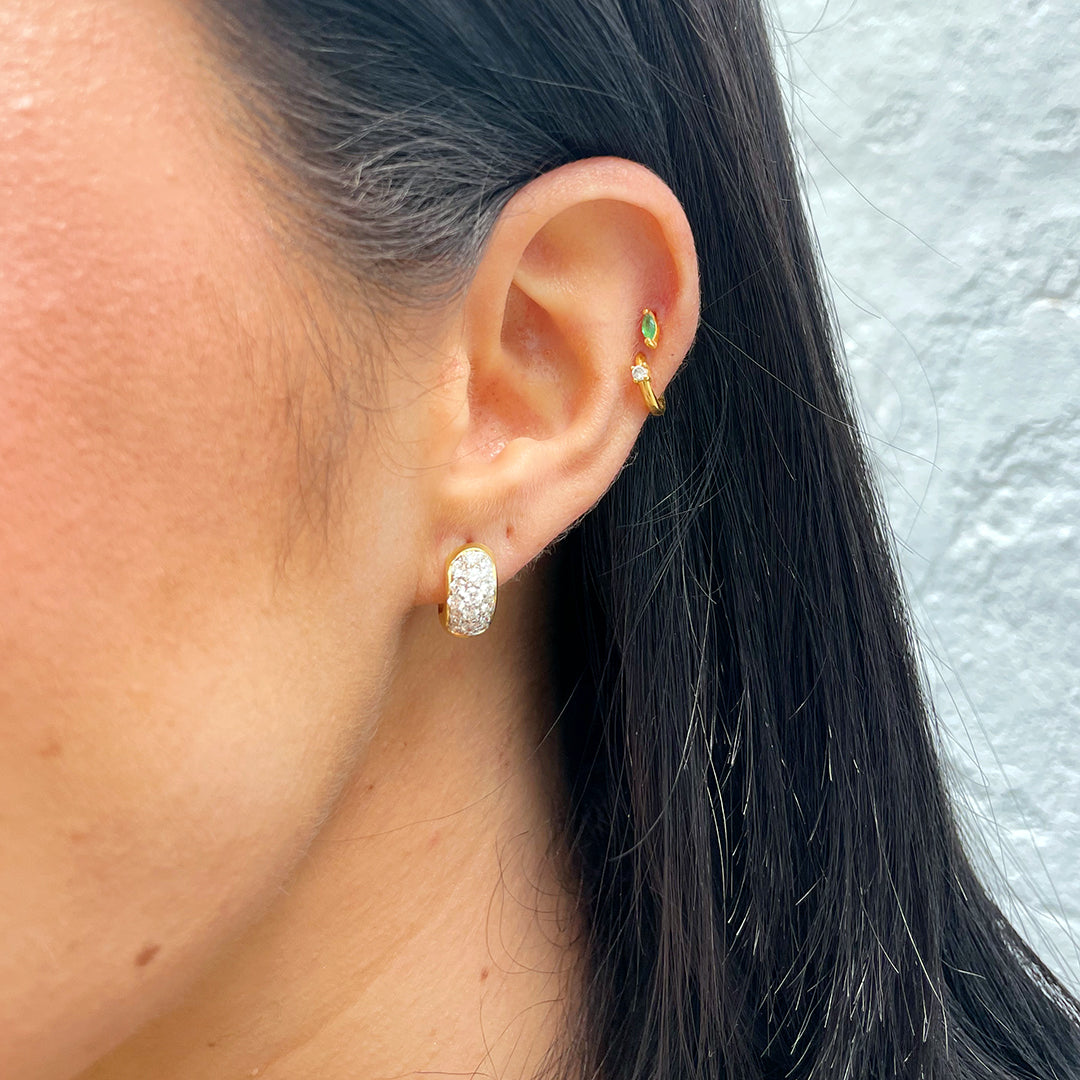 1ct Diamond 18K Two-Tone Gold Huggie Hoop Earrings for Women - Elegant Everyday & Special Occasion Jewelry Gift