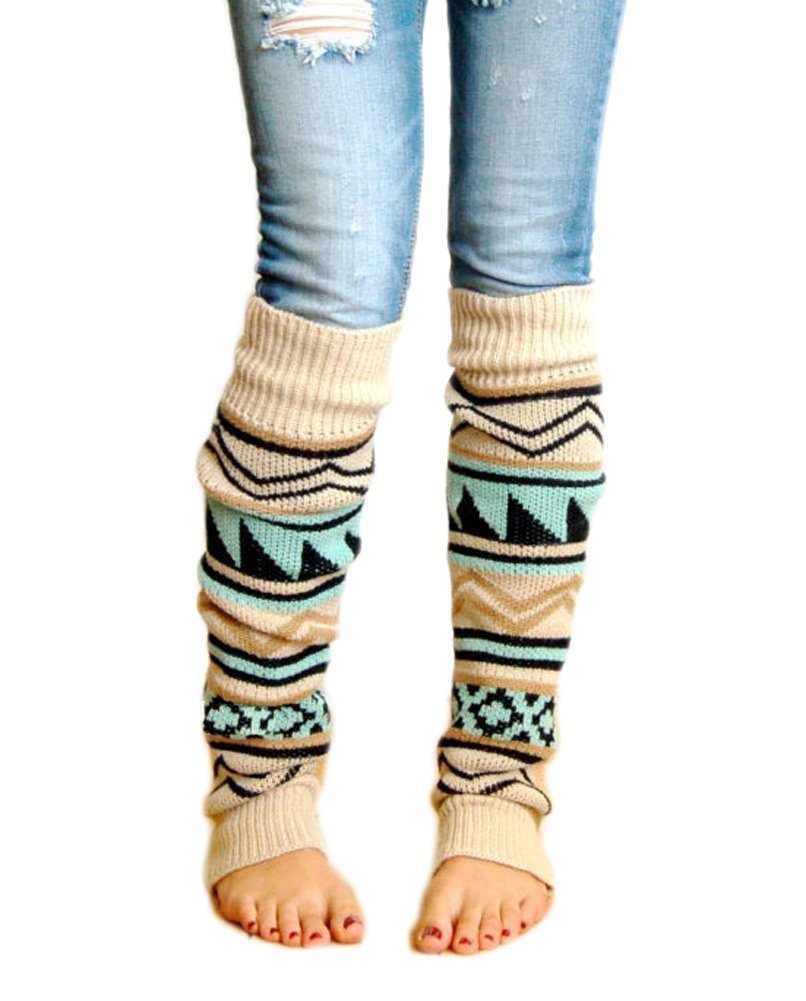VIGVOG Women's Boho Knitted Boot Gaiters - Long Leg Warmers for Winter, Fall & Outdoor Activities - Perfect for Hiking, Snow Boots & Fashion Outfits
