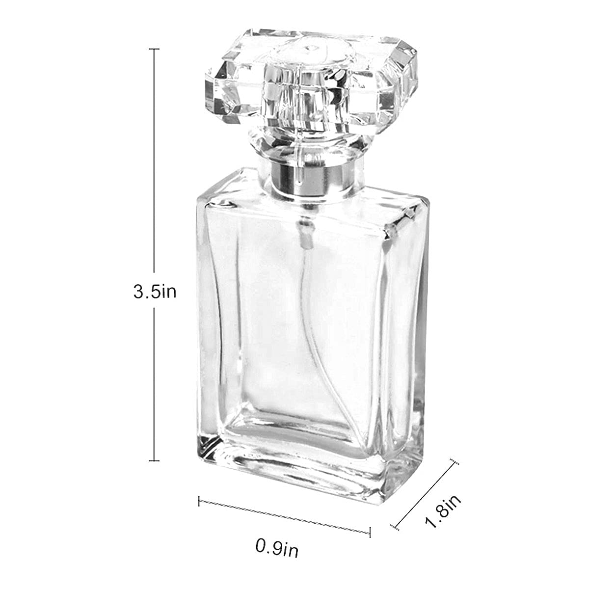 4pcs 30ml Clear Refillable Square Glass Perfume Atomizer Bottles with Spray Applicator - Travel Size Empty Perfume Spray Bottles for Purse, Gym Bag & Makeup Kit