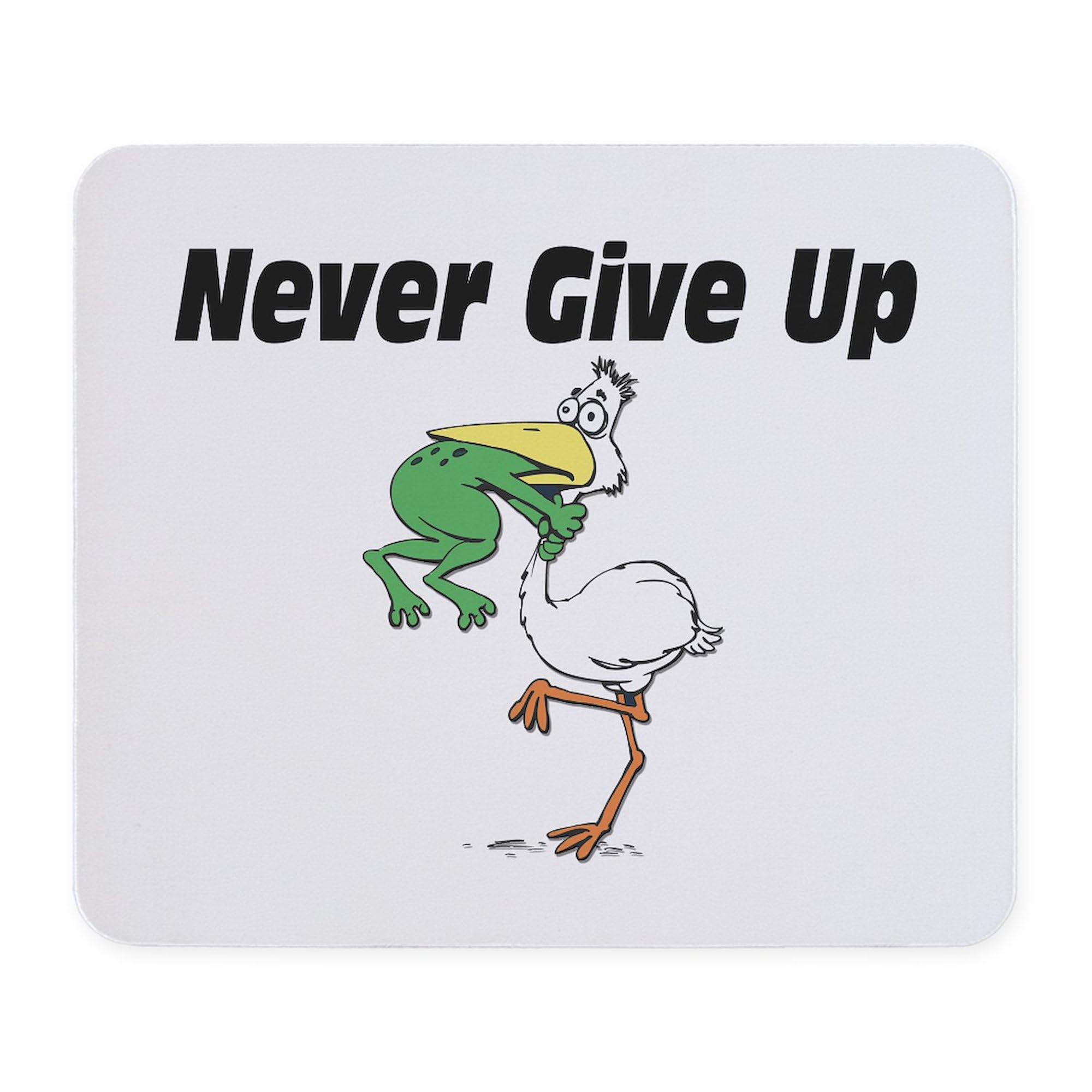 Never Give Up Stork & Frog Non-Slip Rubber Gaming Mouse Pad - Cute Animal Design for Office, Home & Gaming Setup - Perfect for Computers, Laptops & Workstations