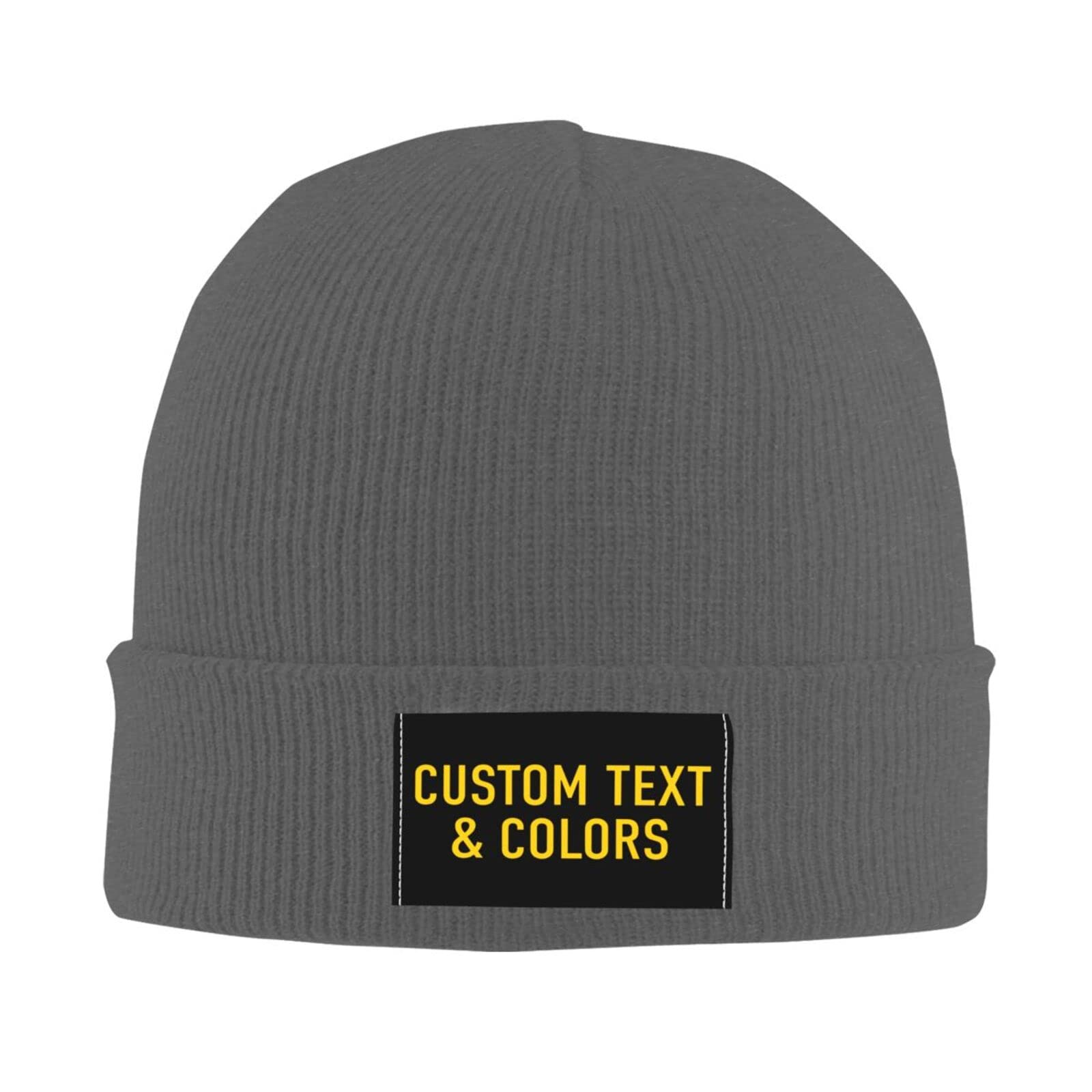 Custom Knit Beanies for Men & Women - Personalized Winter Hats with Text, Photo & Name Embroidery - Warm Fleece-Lined Beanie for Skiing, Snowboarding & Outdoor Activities