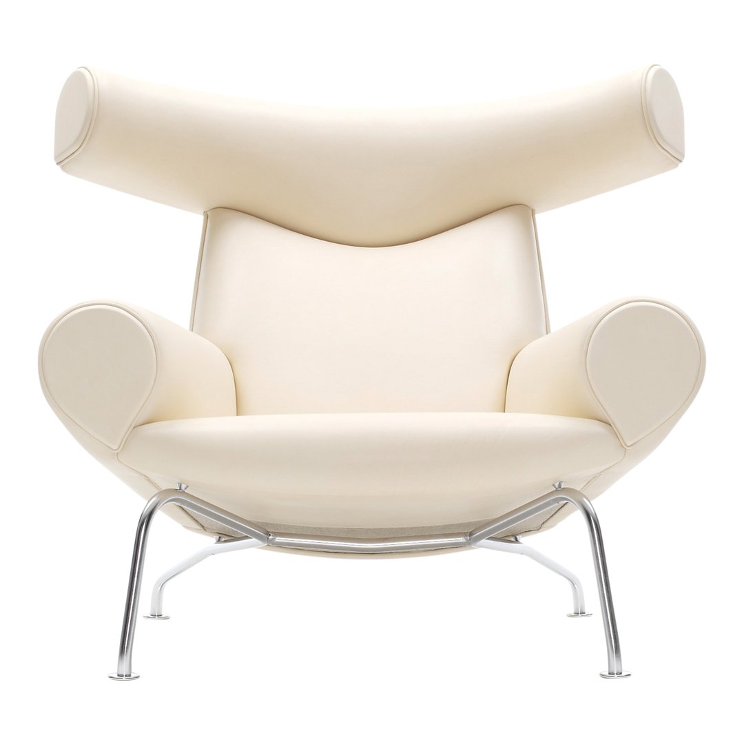 Erik Jørgensen Wegner Ox Chair - Mid Century Modern Leather Lounge Chair for Living Room, Office & Reading Nook - Scandinavian Design Replica