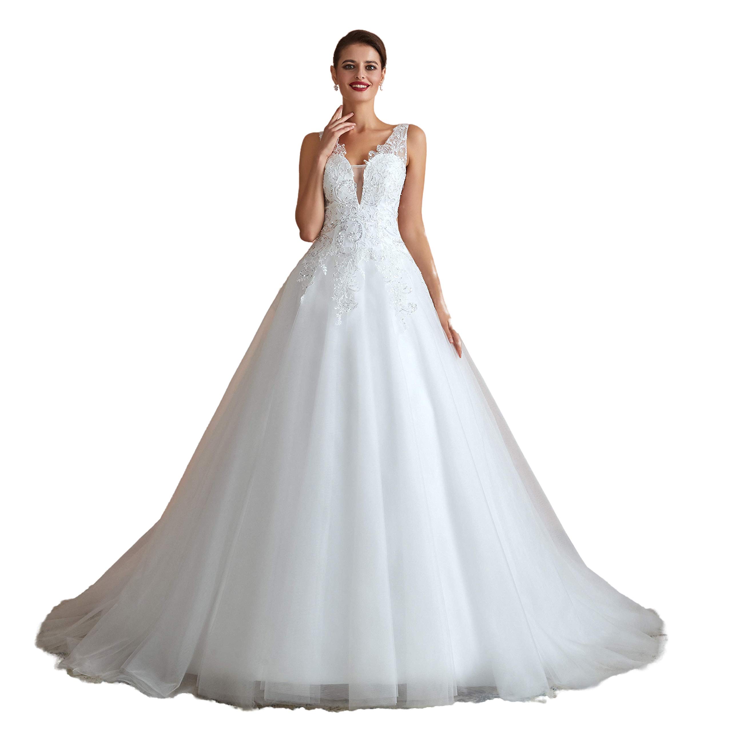 Elegant V-Neck Full Lace Wedding Dress for Bride 2021 - Perfect for Beach, Church, and Outdoor Ceremonies
