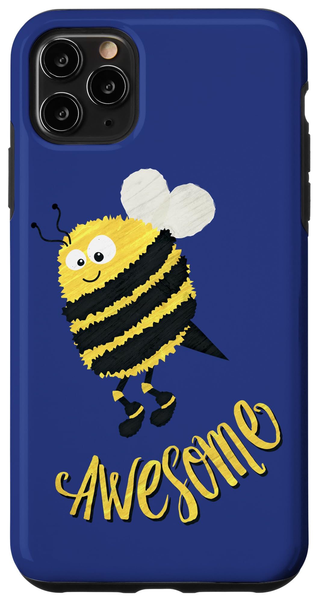 iPhone 11 Pro Max Case - Funny 'Be Awesome' Bumblebee Honey Design - Cute & Positive Phone Cover for Women & Men - Perfect for Everyday Use, Work & School