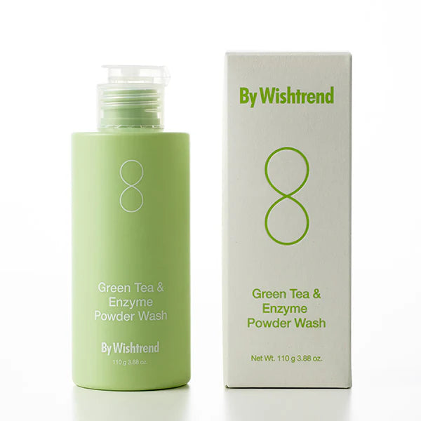Wishtrend Green Tea & Enzyme Powder Wash 110g - Gentle Exfoliating Face Cleanser for Acne-Prone & Oily Skin | Perfect for Daily Skincare Routine & Deep Pore Cleansing