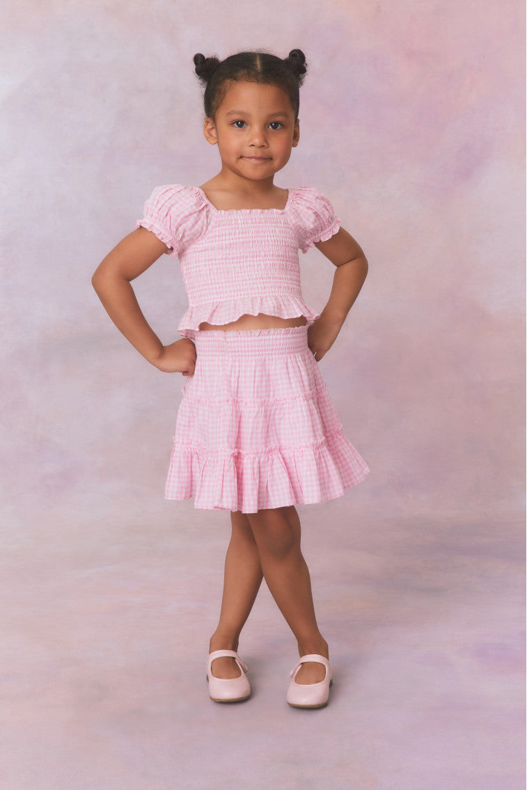 Girls' Smocked Gingham Fabielle Top - Cute Summer Blouse for Toddler & Kids, Perfect for Playdates, Parties & Family Photos